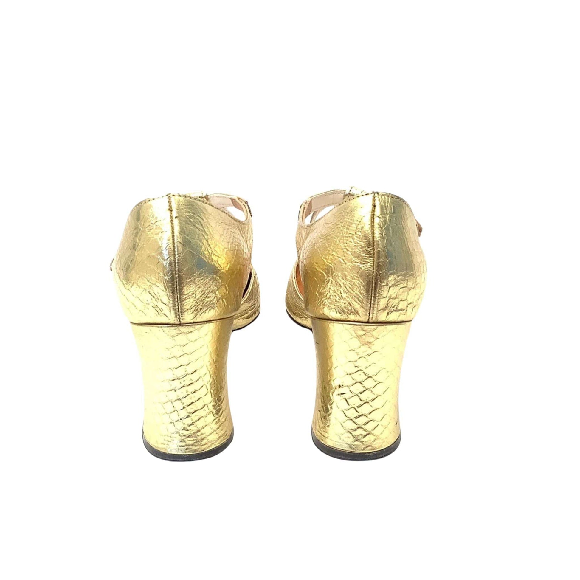 Gold Metallic T-Strap Heels Sbicca