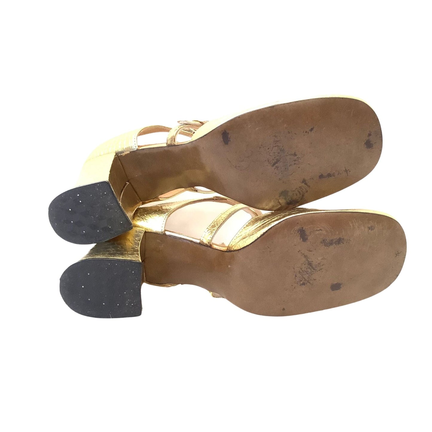 Gold Metallic T-Strap Heels Sbicca