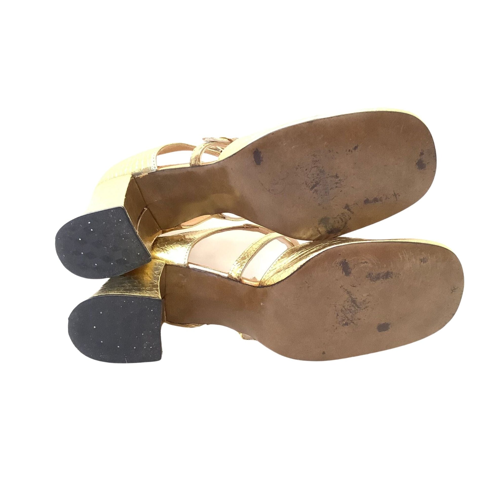 Gold Metallic T-Strap Heels Sbicca