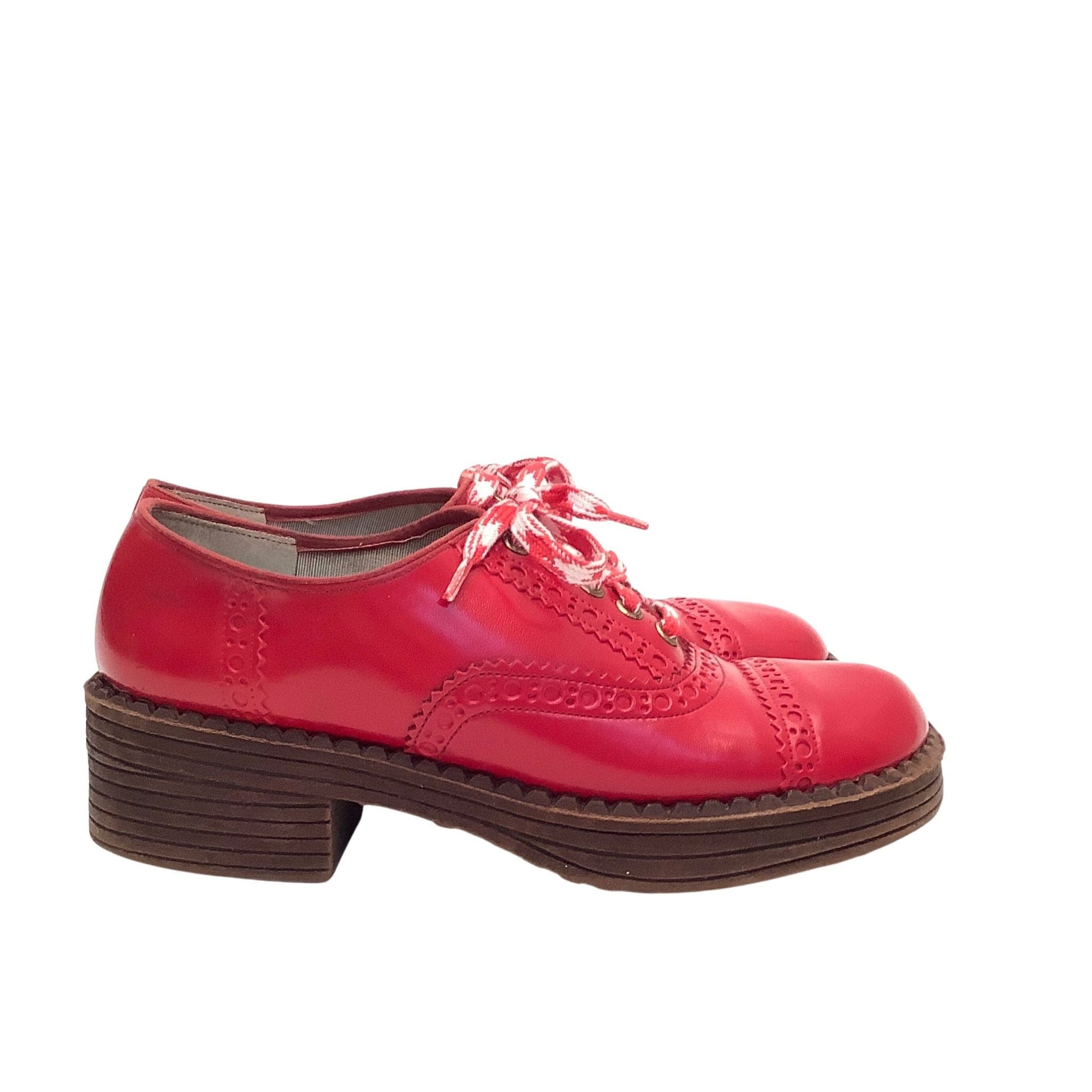 Sears Chunky Red Brogues 7 / Red / Vintage 1960s