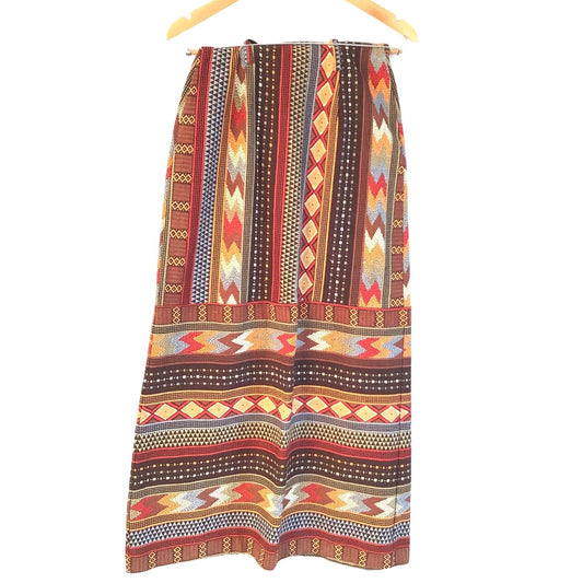 1980s Serape Maxi Skirt - Vintage Aztec Pattern
