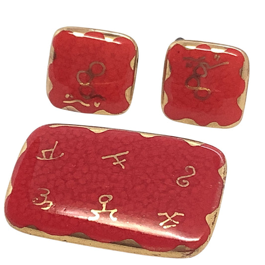 Southwestern Red Earrings Pin Set Front View on a white background