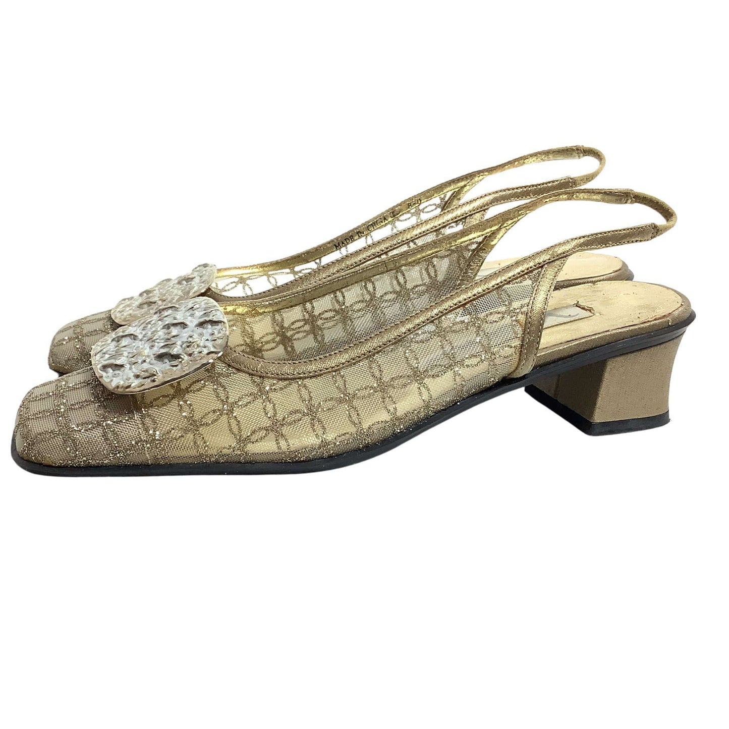 Square Toe Gold Heels