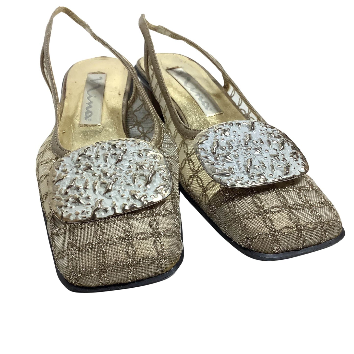 Square Toe Gold Heels