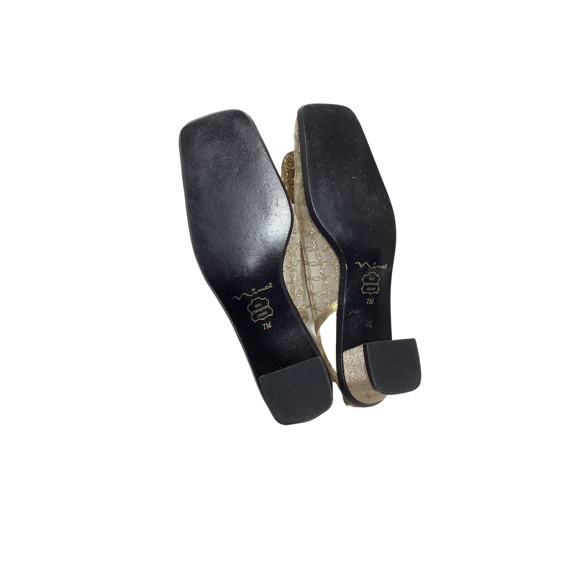 Square Toe Gold Heels