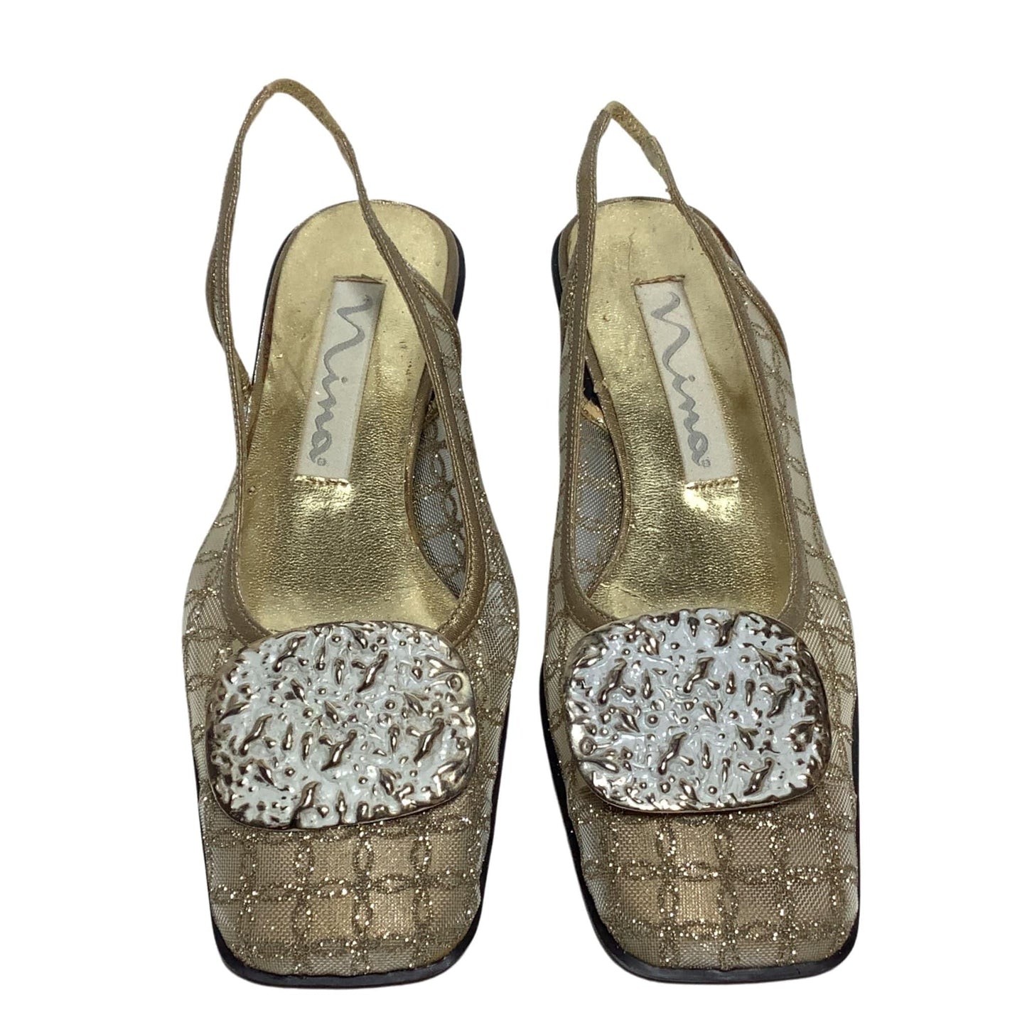 Square Toe Gold Heels