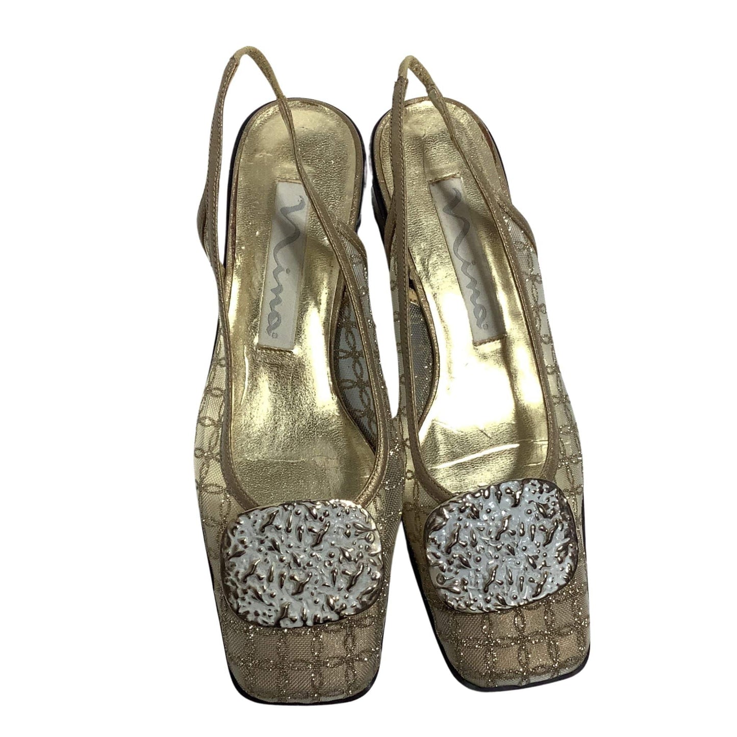 Square Toe Gold Heels