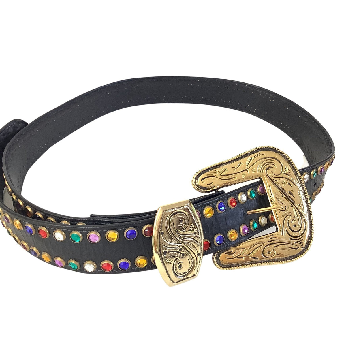 Vintage 1986 ST.MAARTEN DALLAS  BELT St-Maarten Belt Size-S Black Rhinestone Western 1980s | Used main image 3