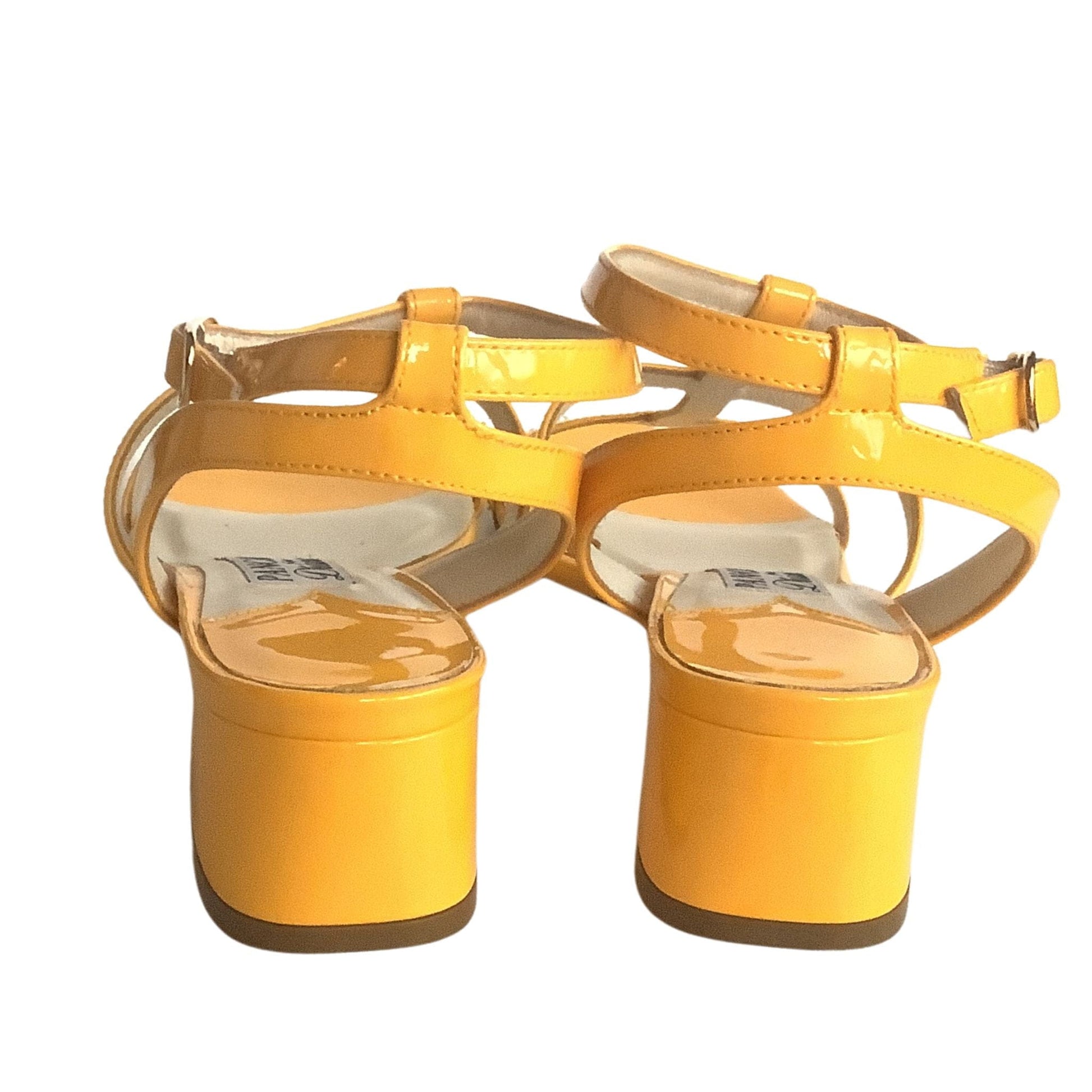 Strappy Pancaldi Yellow Heels - Patent Leather Chunky Heel