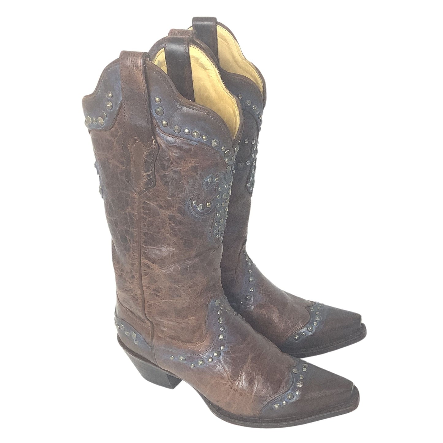 Studded Cowboy Boots 6.5 / Brown / Y2K - Now