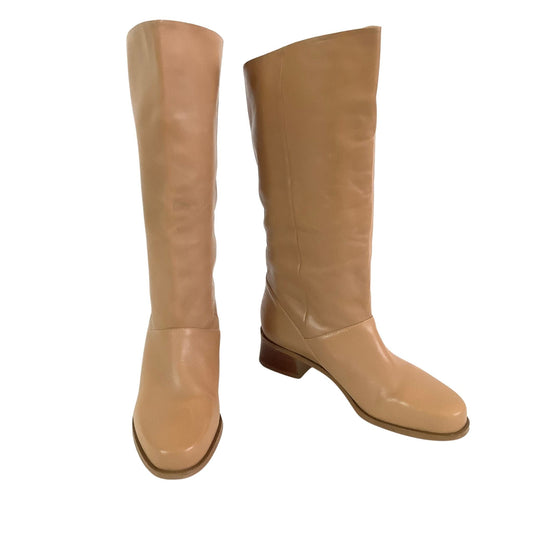 Tan Leather Flat Boots