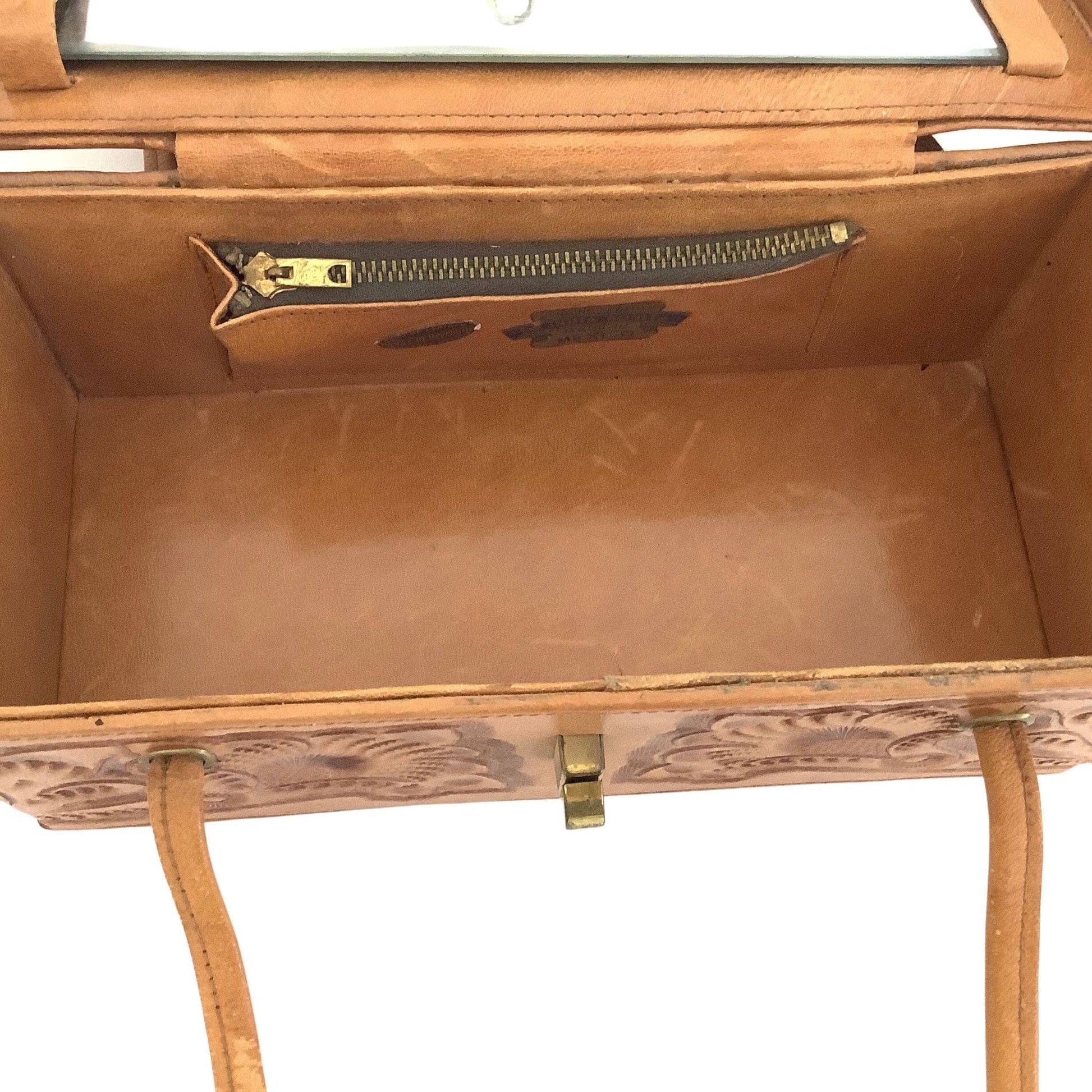 Tooled Leather Box Bag