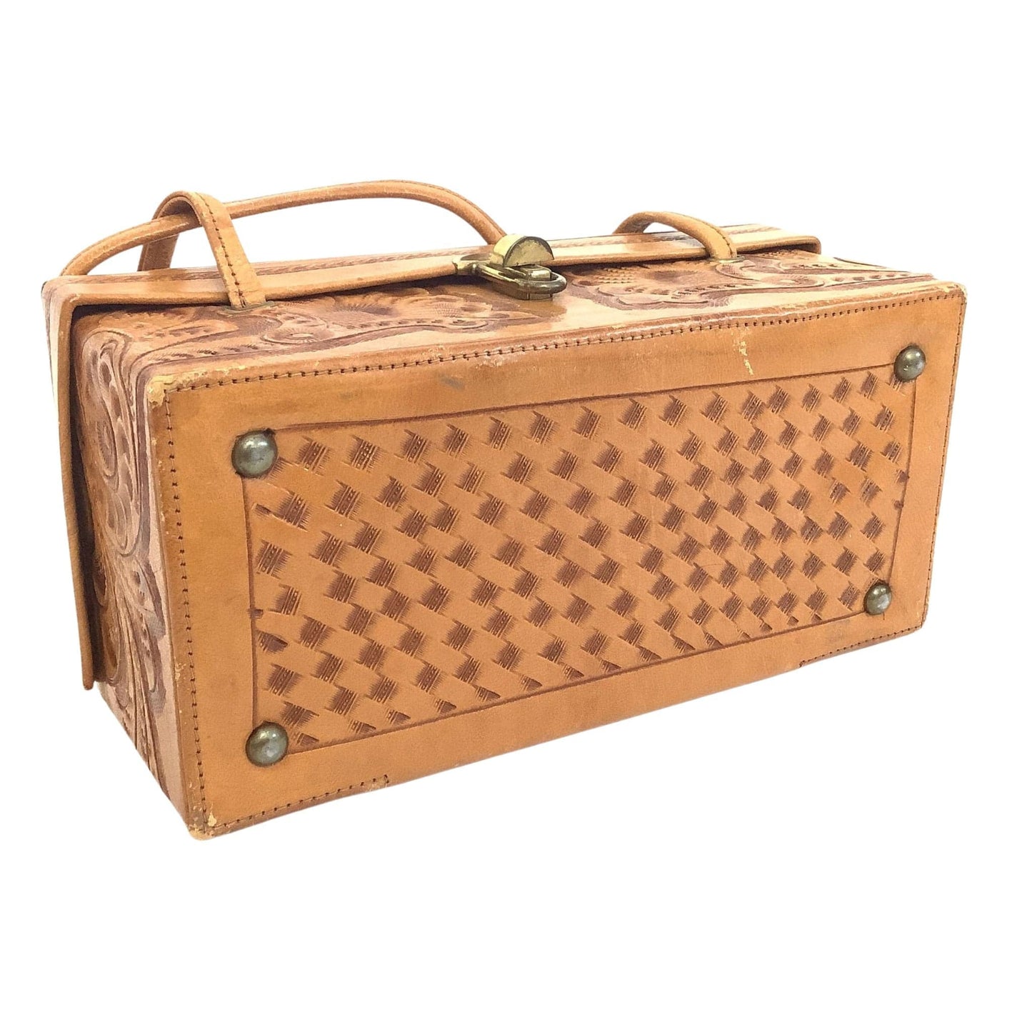 Tooled Leather Box Bag