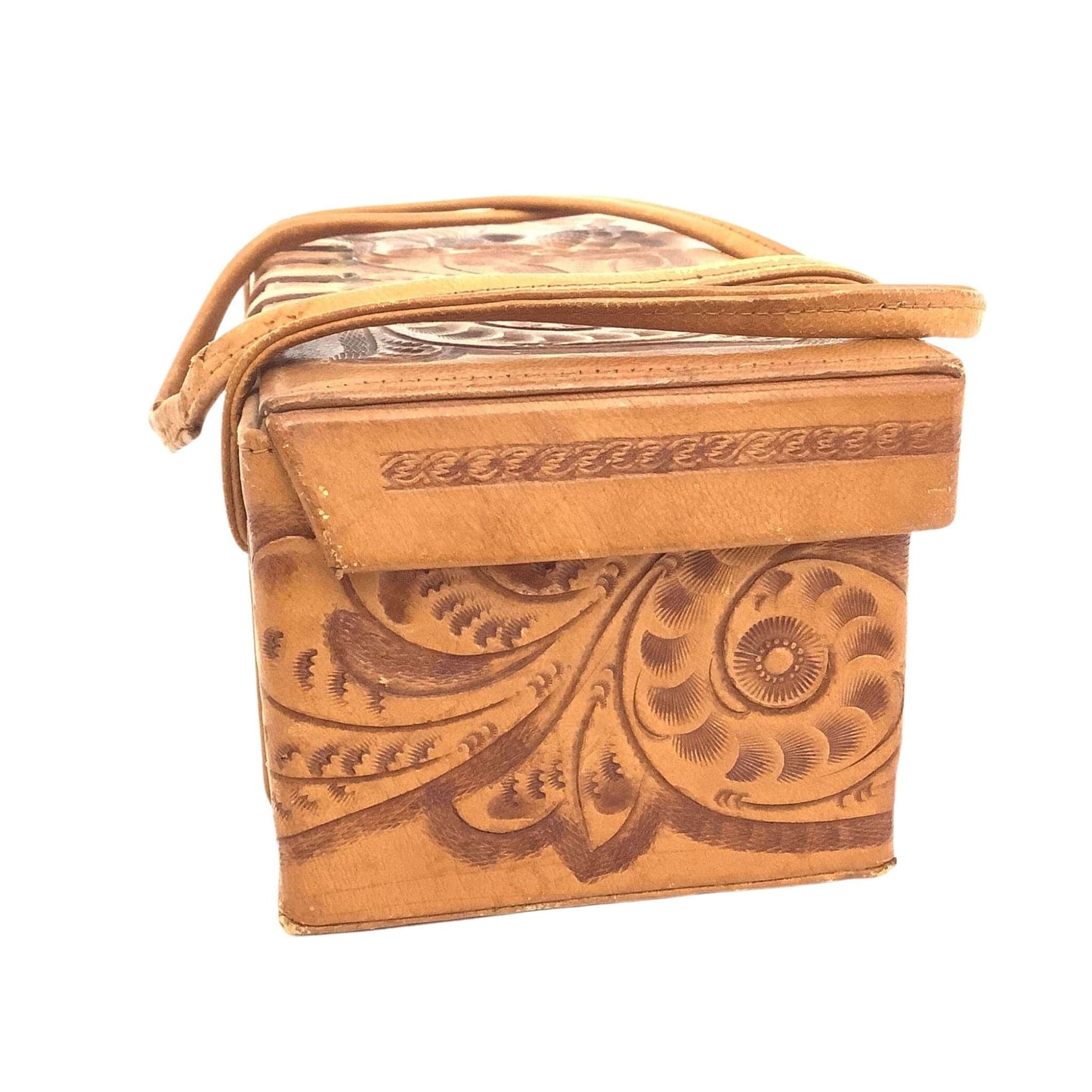 Tooled Leather Box Bag
