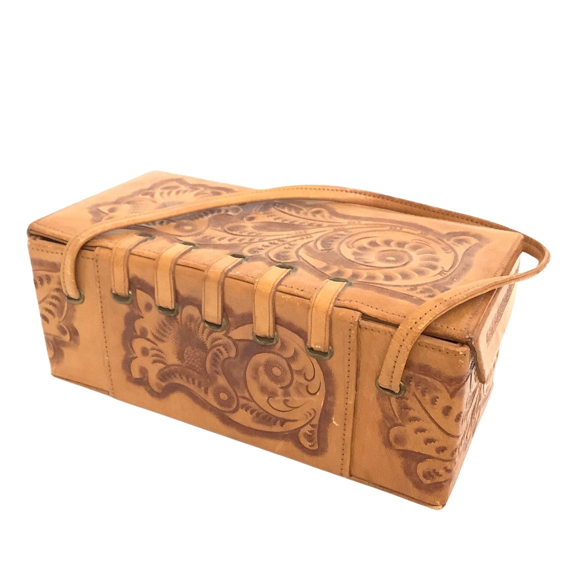 Tooled Leather Box Bag