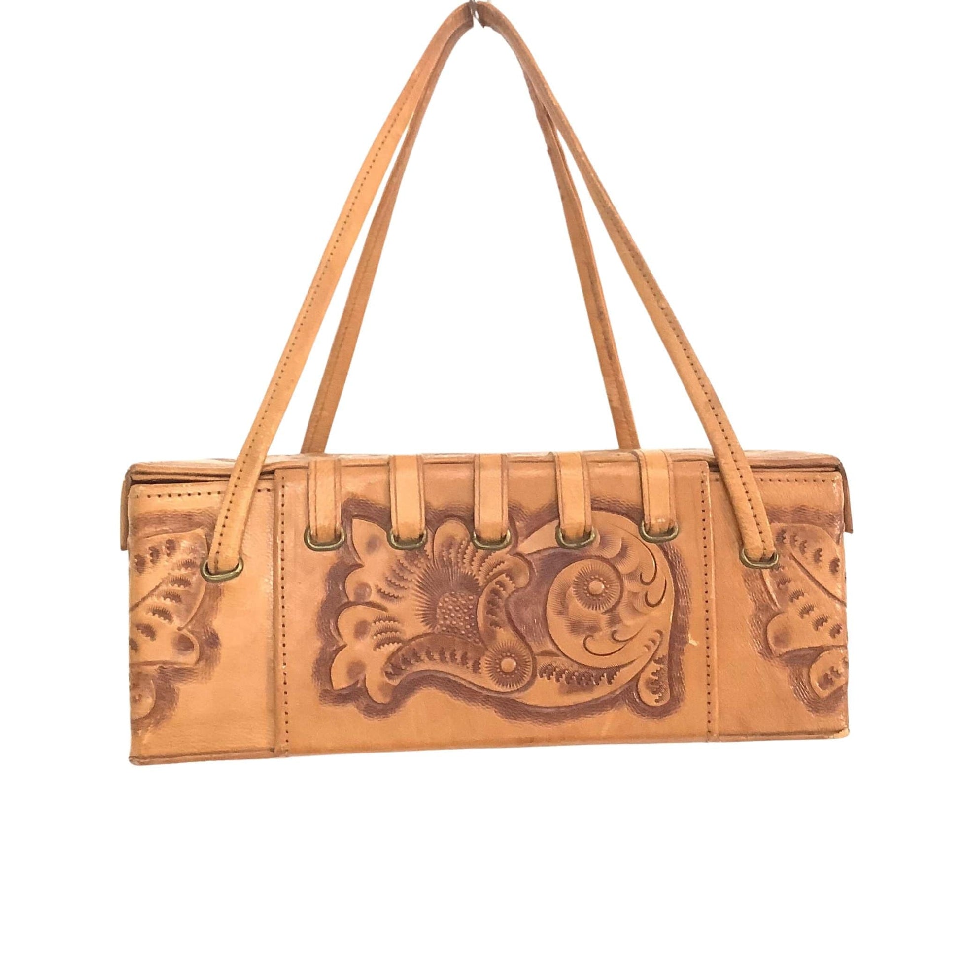Tooled Leather Box Bag