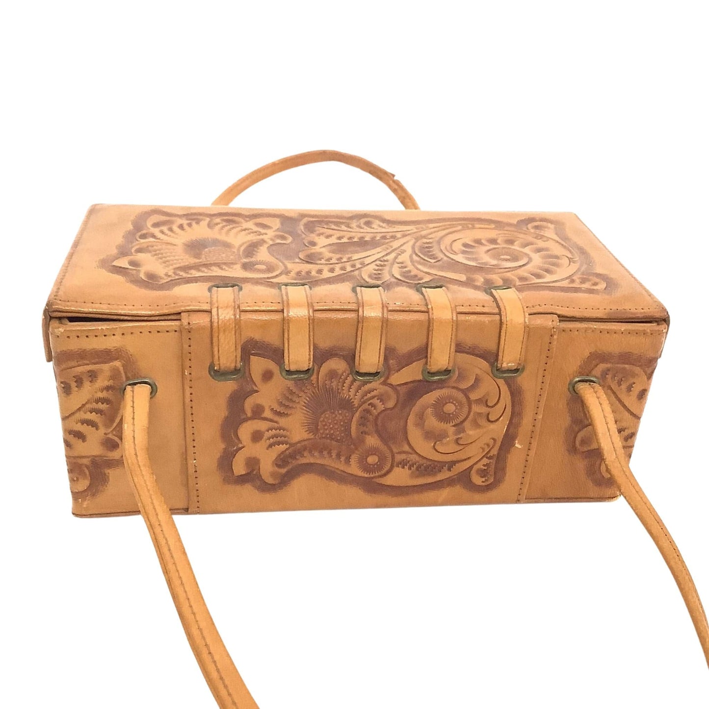 Tooled Leather Box Bag