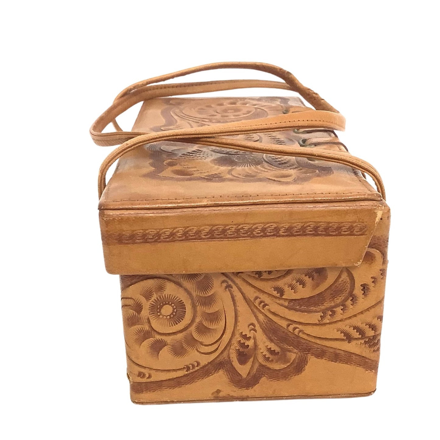 Tooled Leather Box Bag