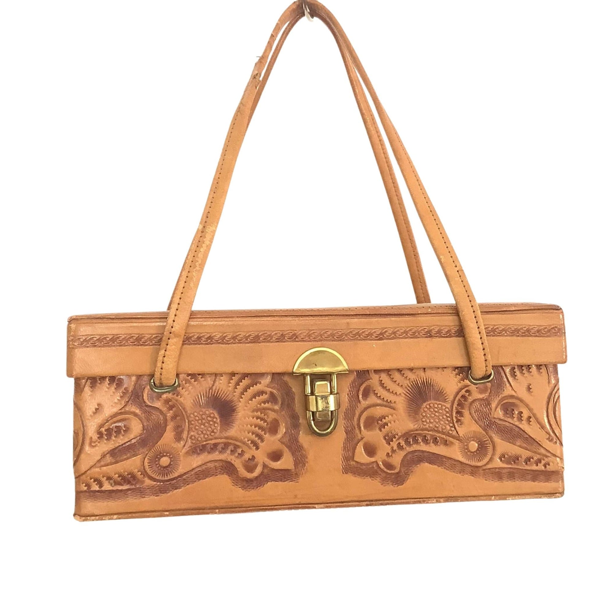 Tooled Leather Box Bag