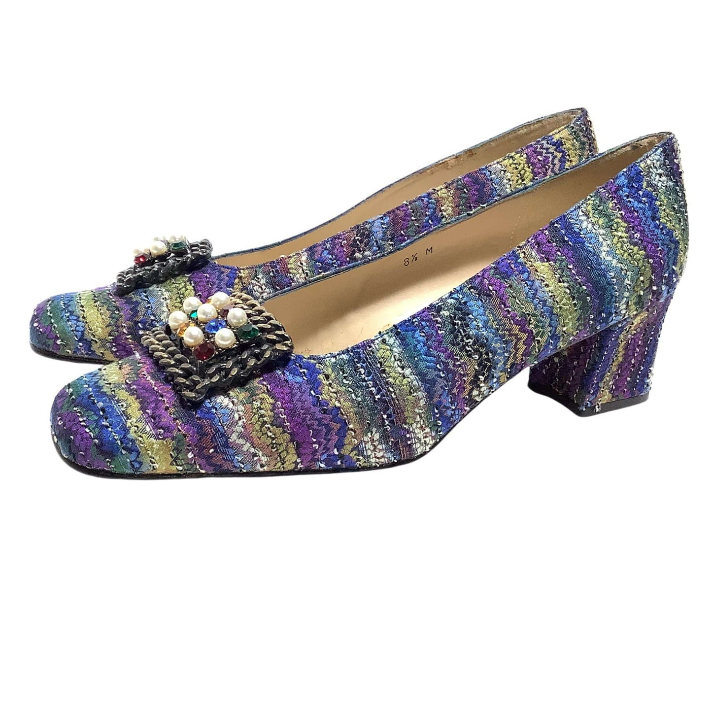 Tweed Square Toe Heels