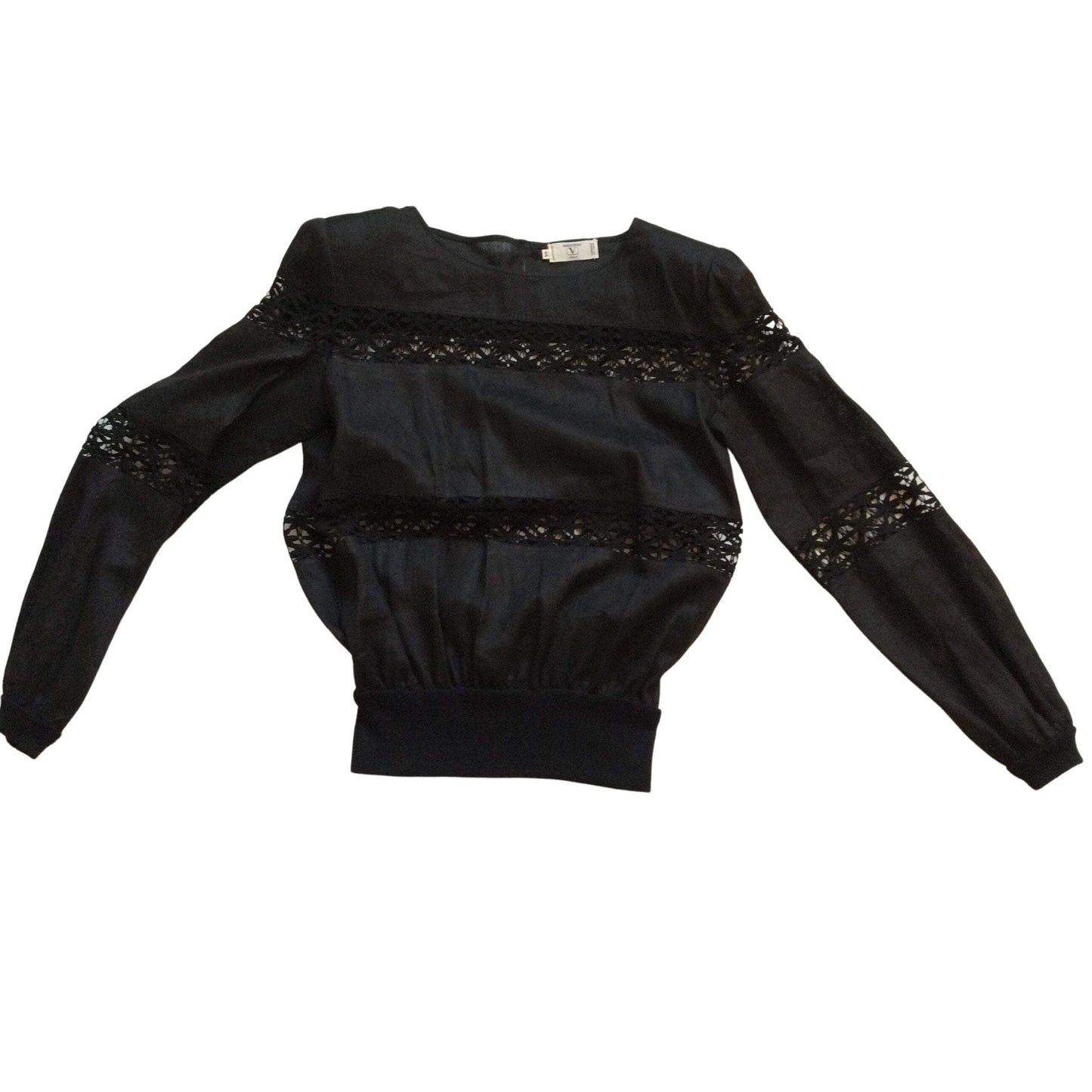 Valentino Garavani Blouse - Black Linen Crochet Trim