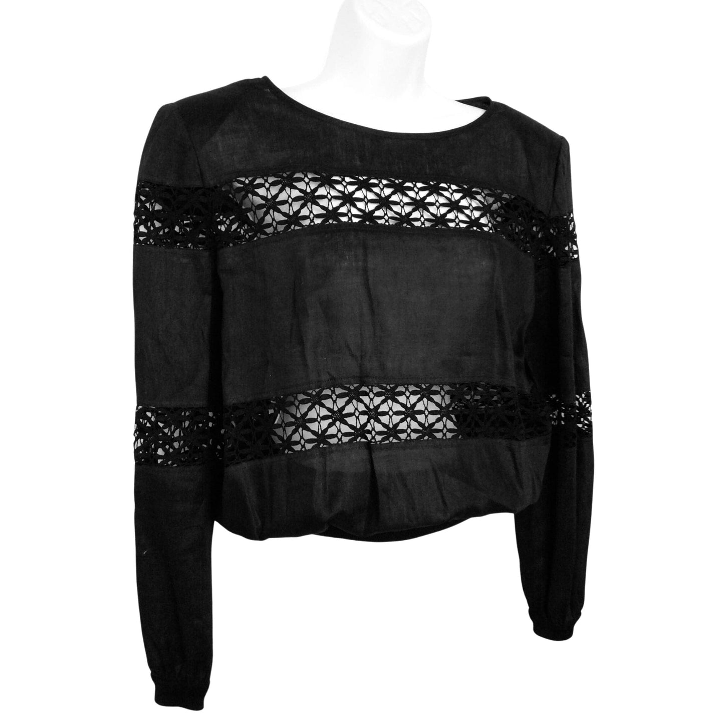 Valentino Garavani Blouse - Black Linen Crochet Trim