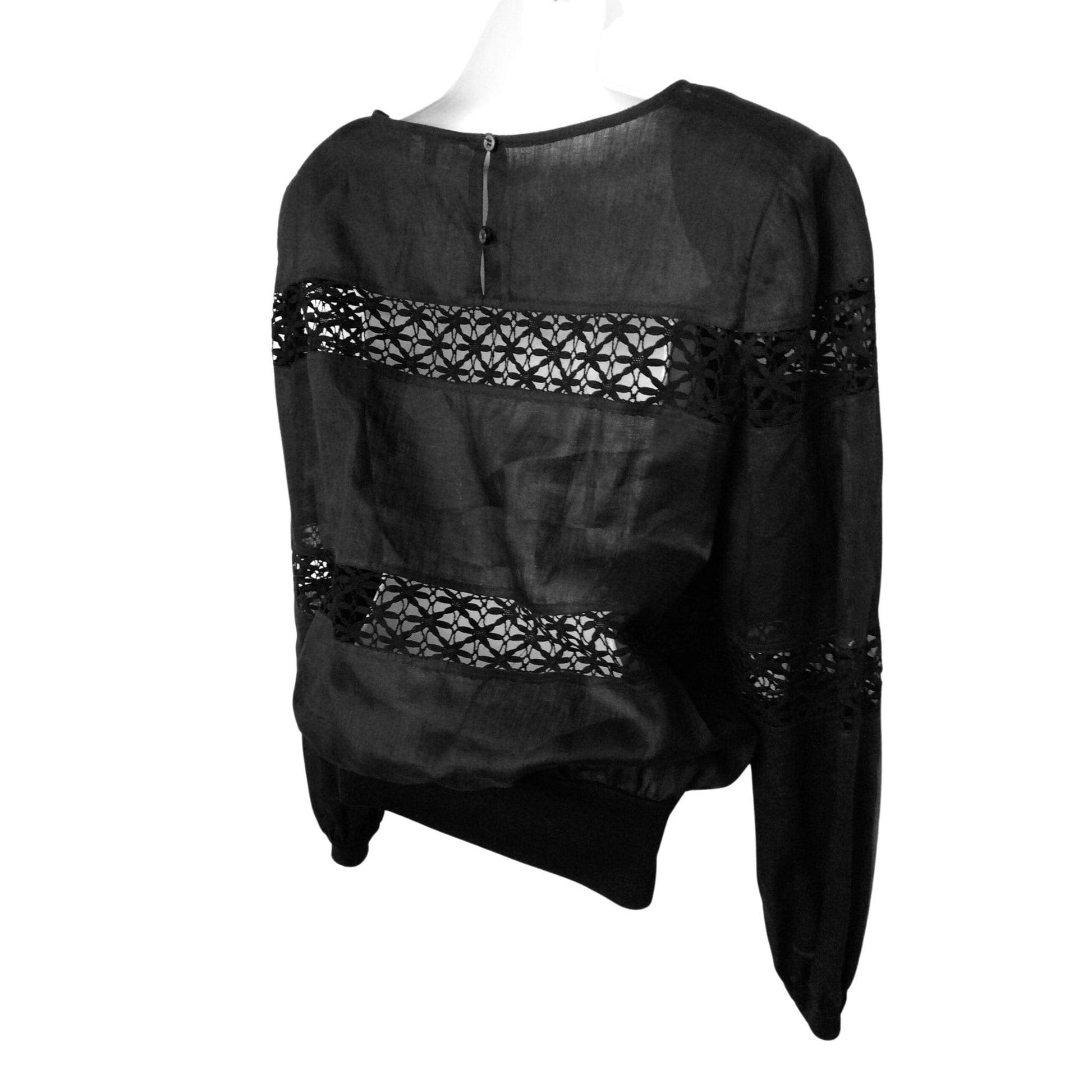 Valentino Garavani Blouse - Black Linen Crochet Trim