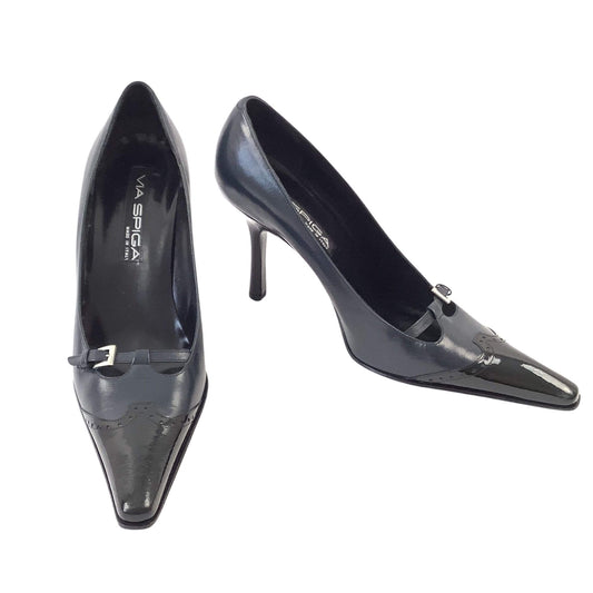 Via Spiga black high-heeled shoes front view