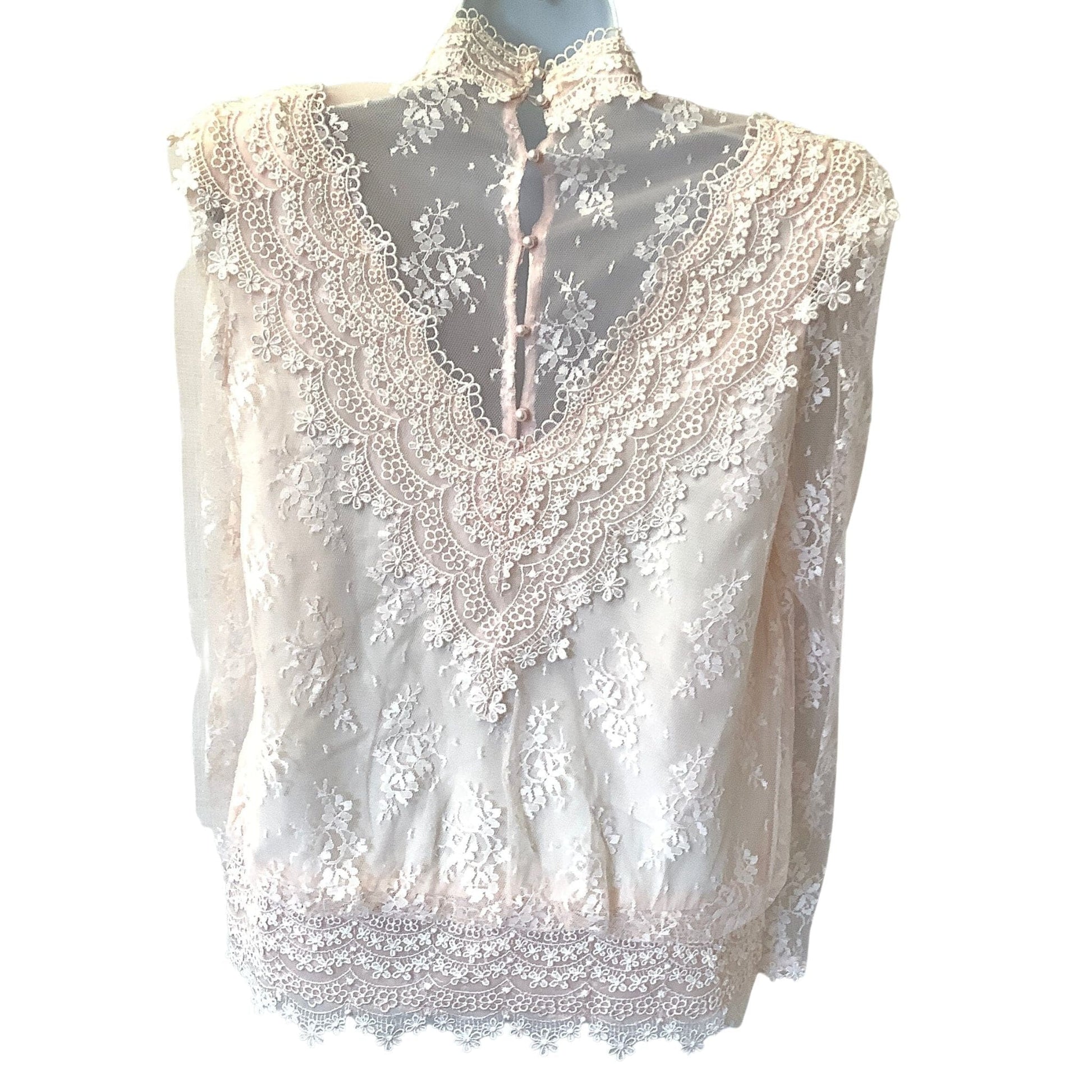 Barbara Chodos Pink Lace Blouse - Vintage 1980s
