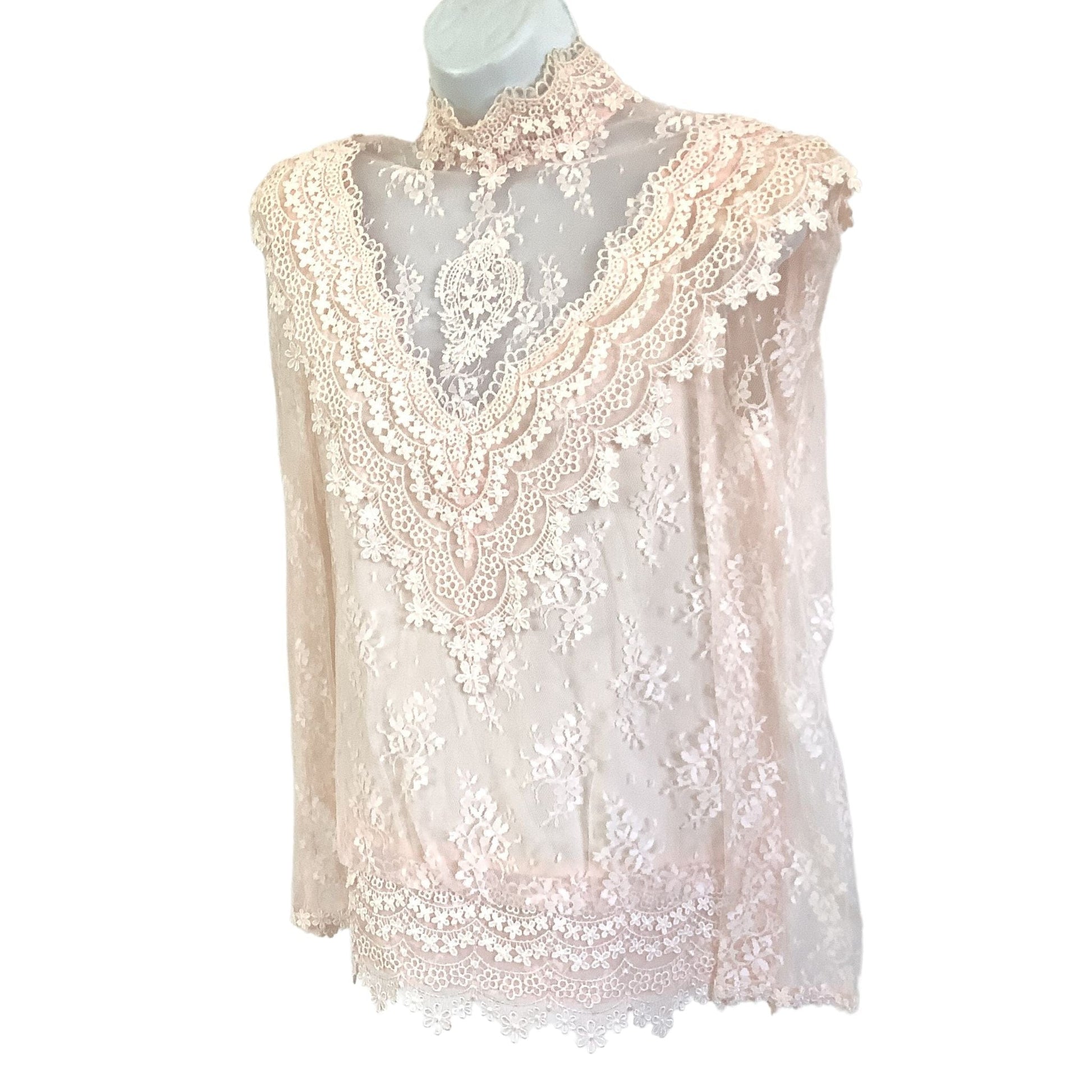 Barbara Chodos Pink Lace Blouse - Vintage 1980s