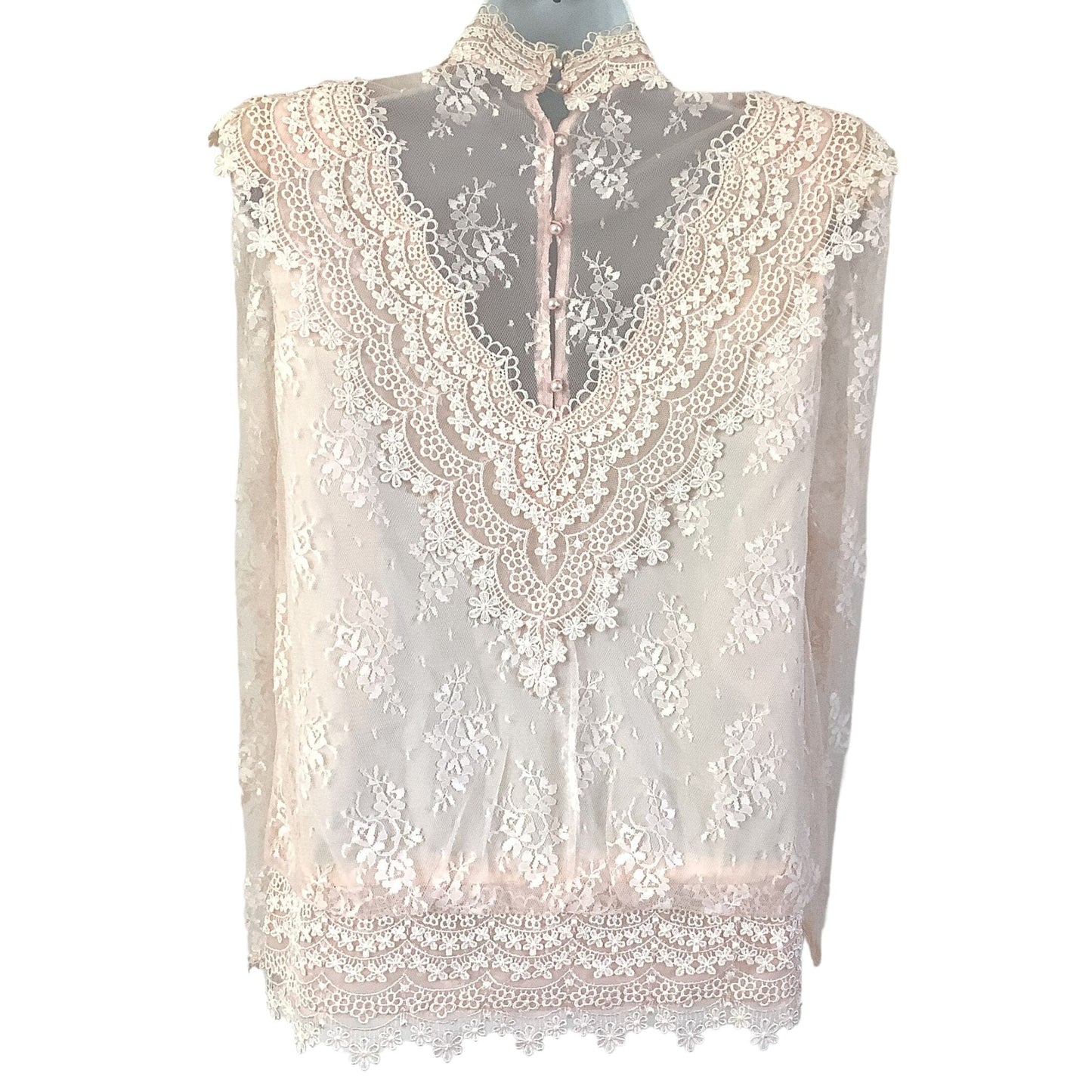 Barbara Chodos Pink Lace Blouse - Vintage 1980s