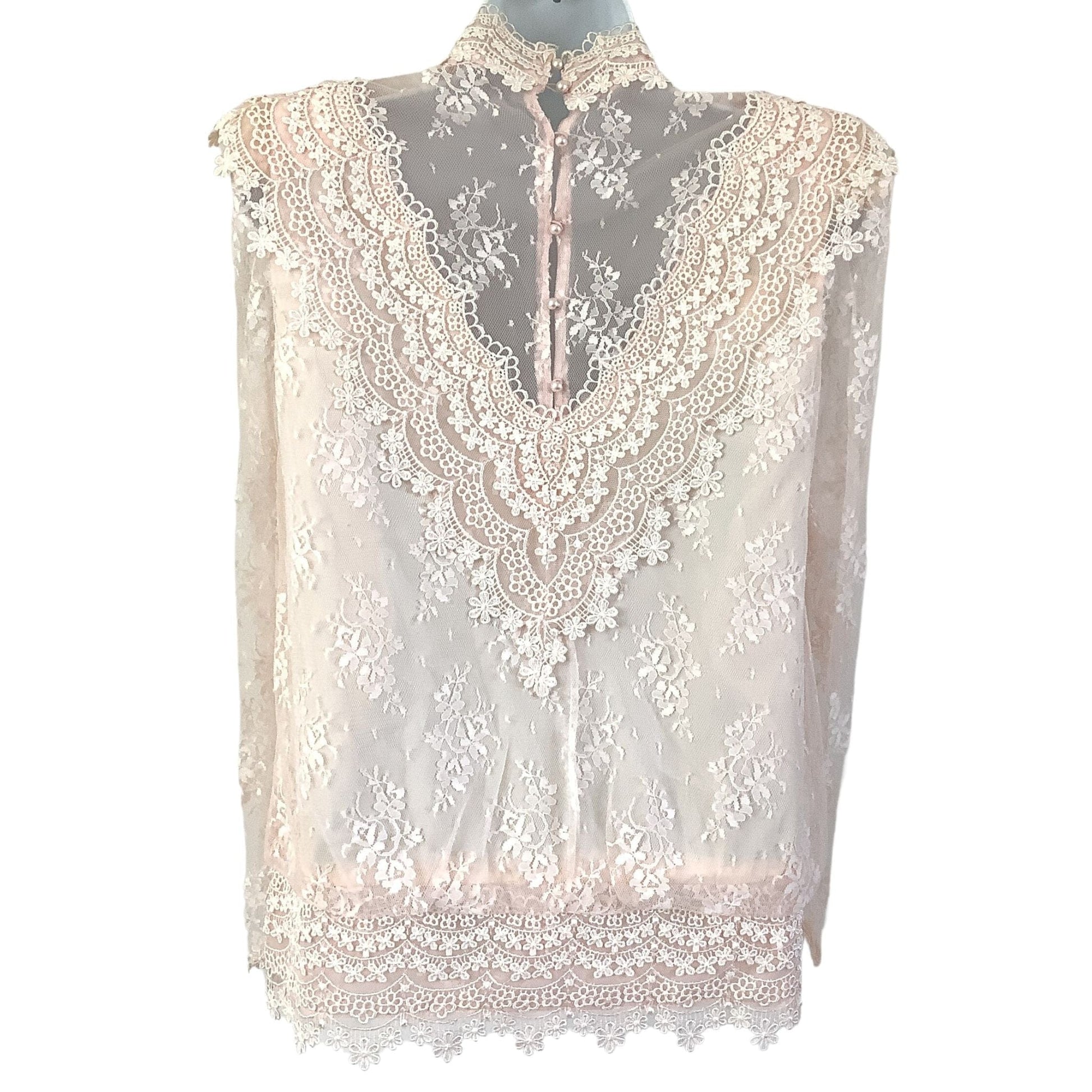 Barbara Chodos Pink Lace Blouse - Vintage 1980s