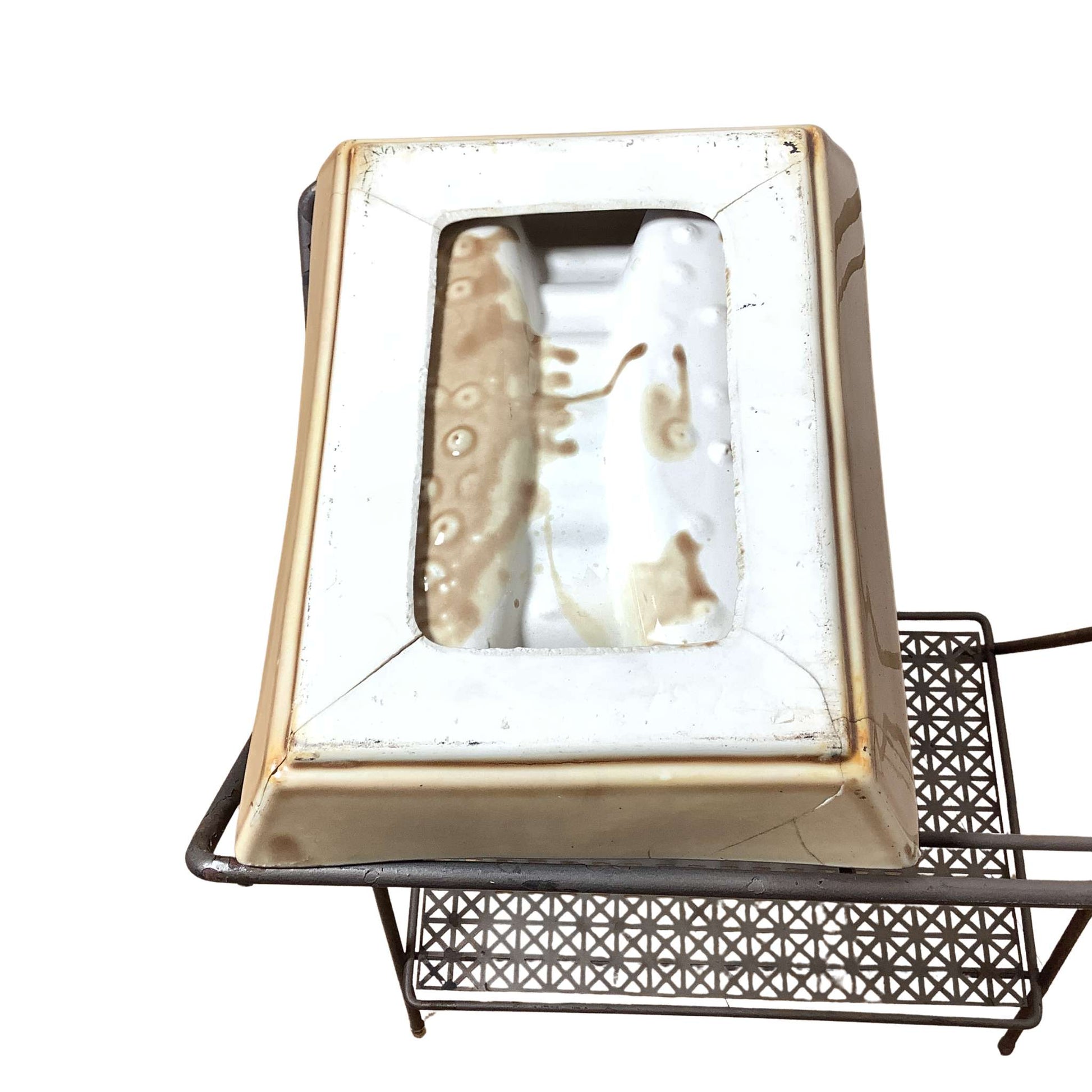 View of rectangular ceramic ashtray bottom on a white background