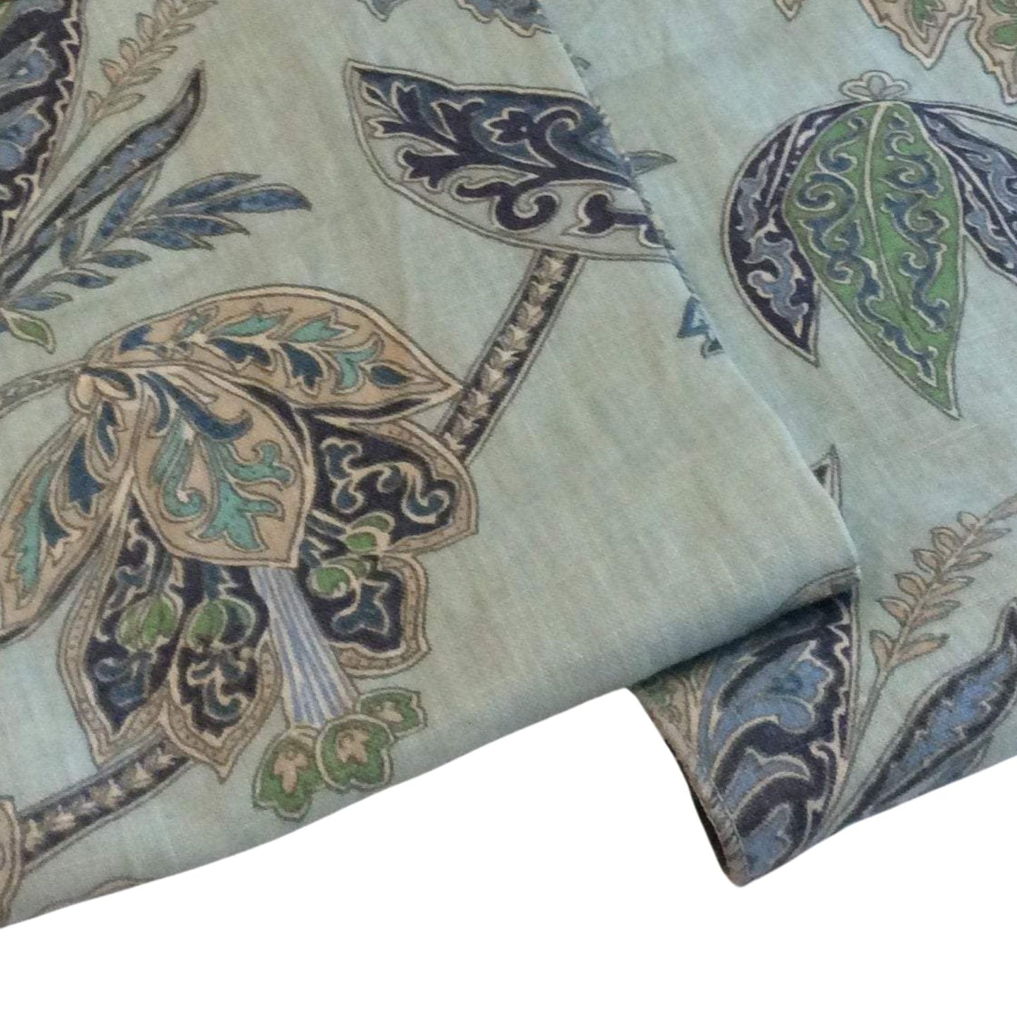 Blue Paisley Linen folded view