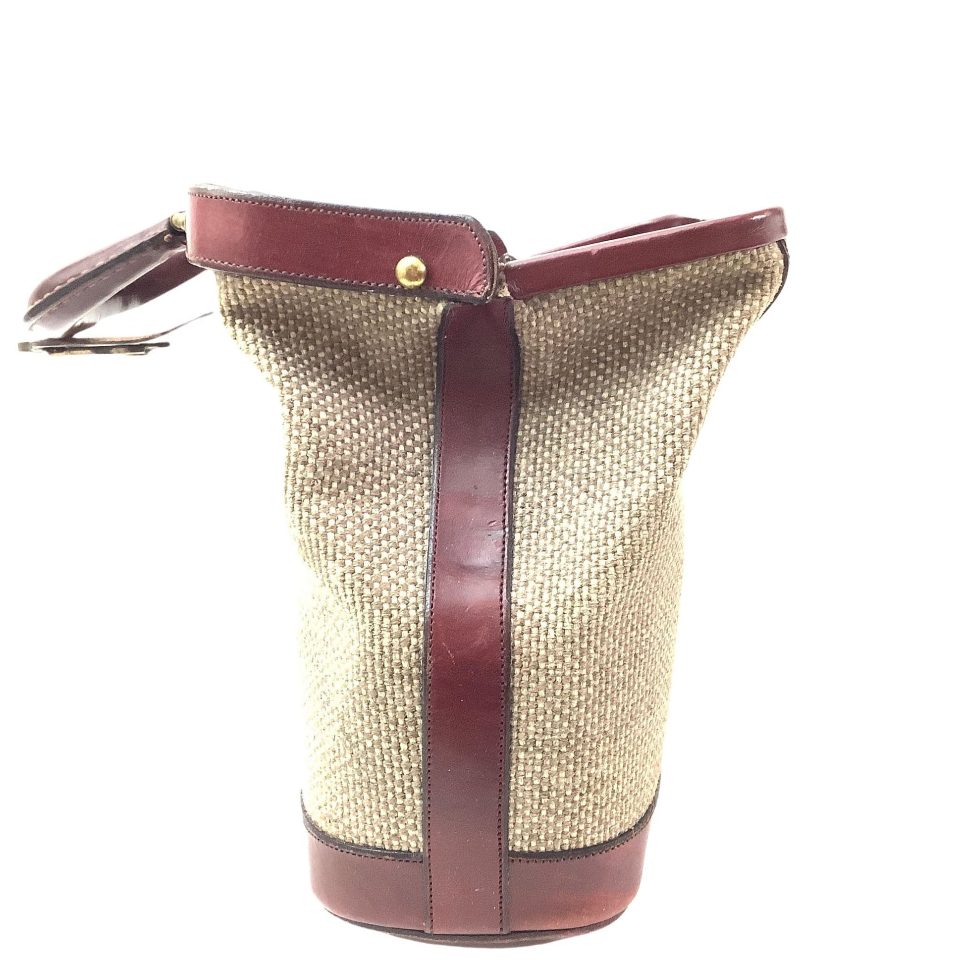 Detailed side view of Vintage Etienn Aigner Satchel