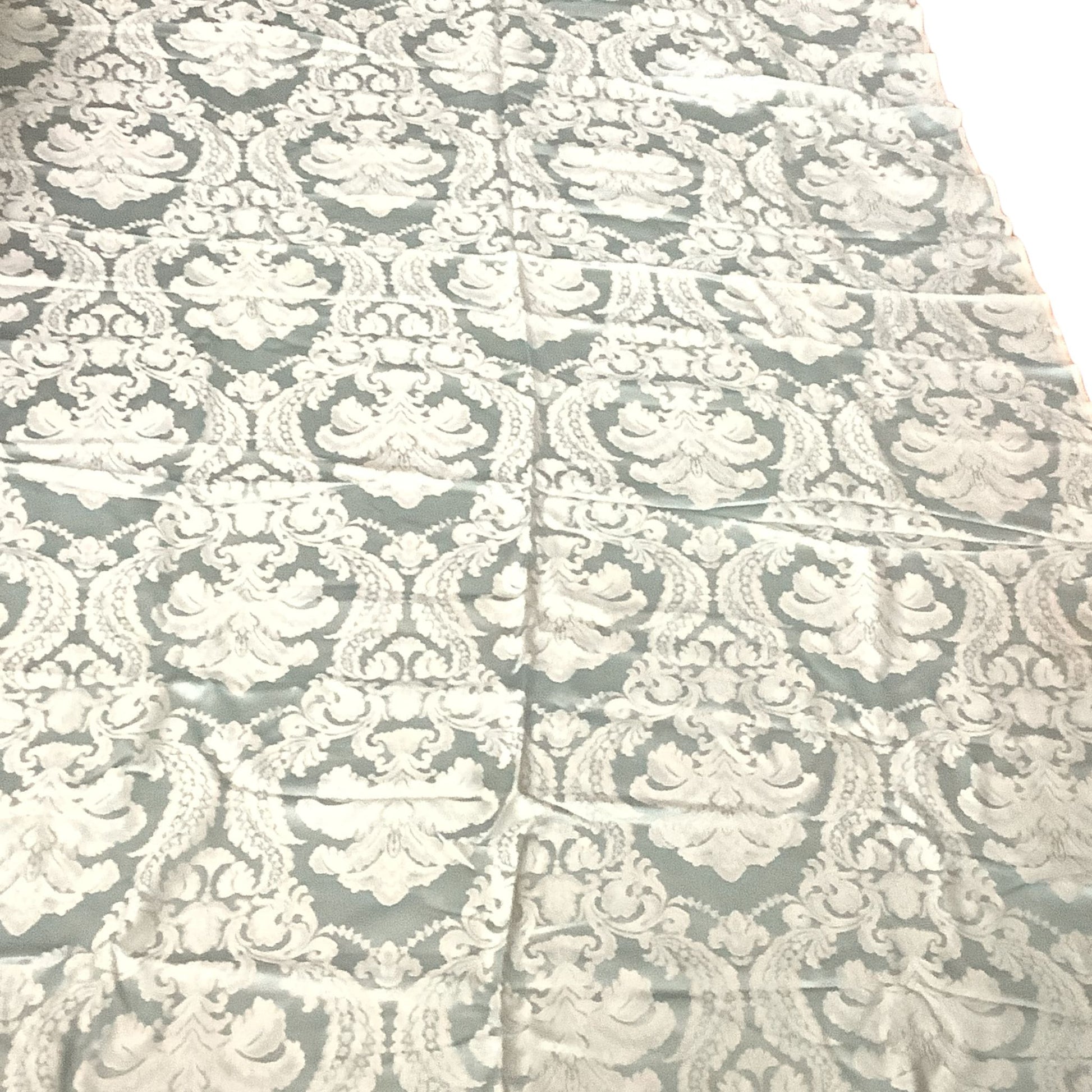 vintage blue brocade fabric top view