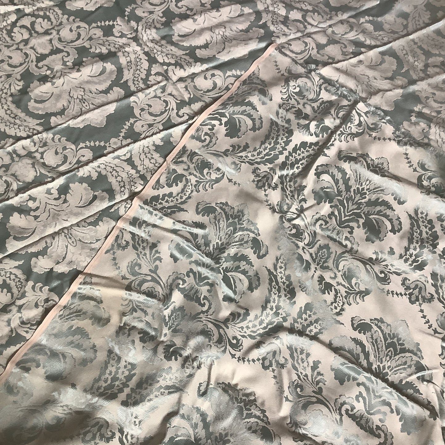 Vintage blue brocade fabric true color