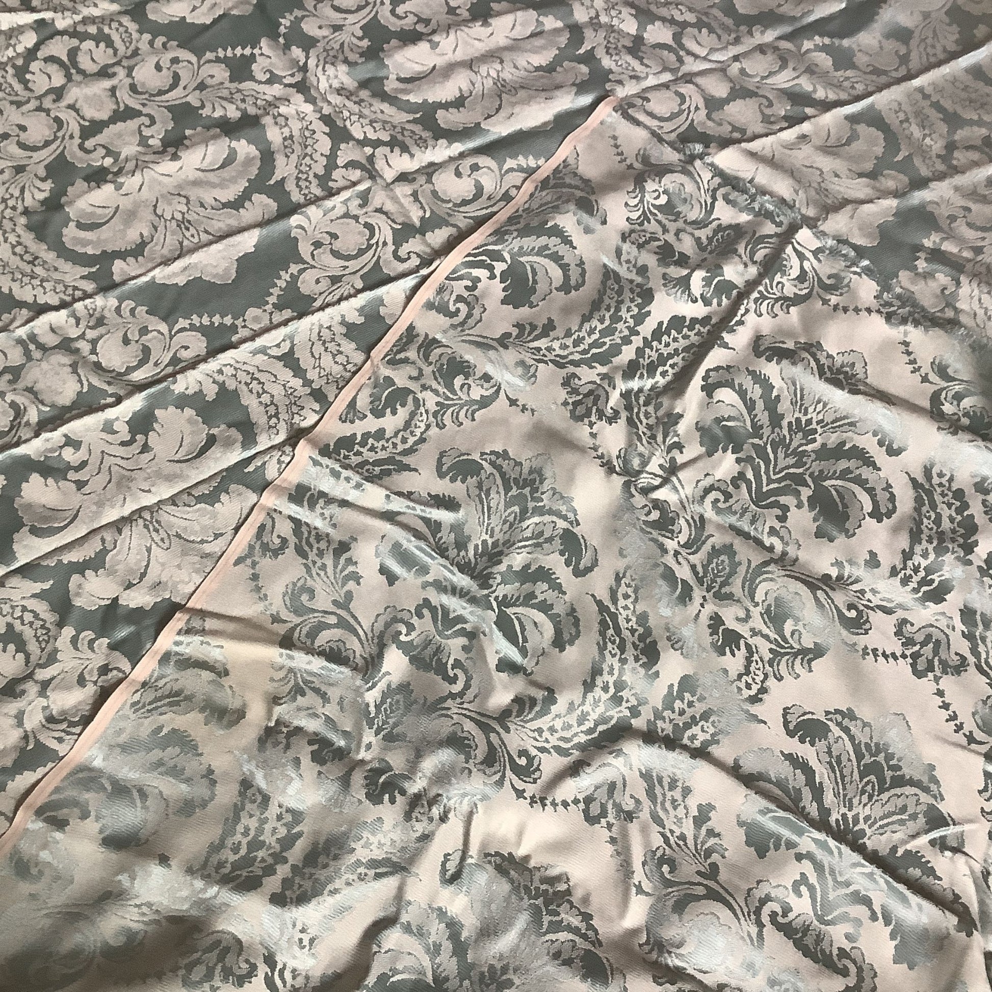 Vintage blue brocade fabric true color