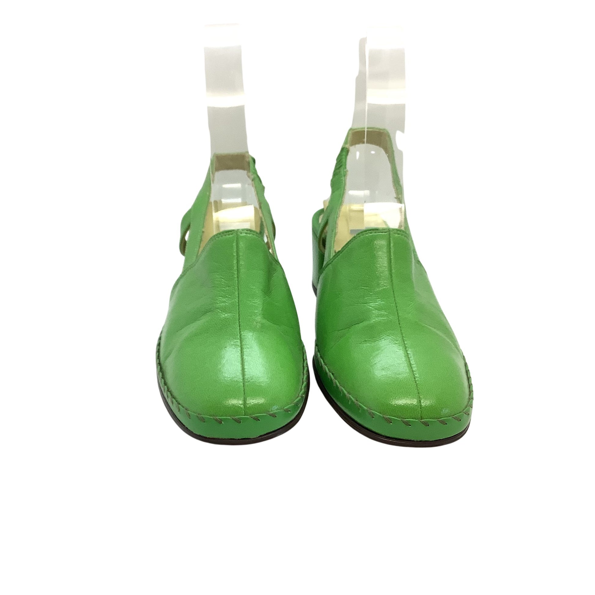 Vintage Citations green faux leather heels, 1970s deadstock, Mod Pop Art style women's shoes
