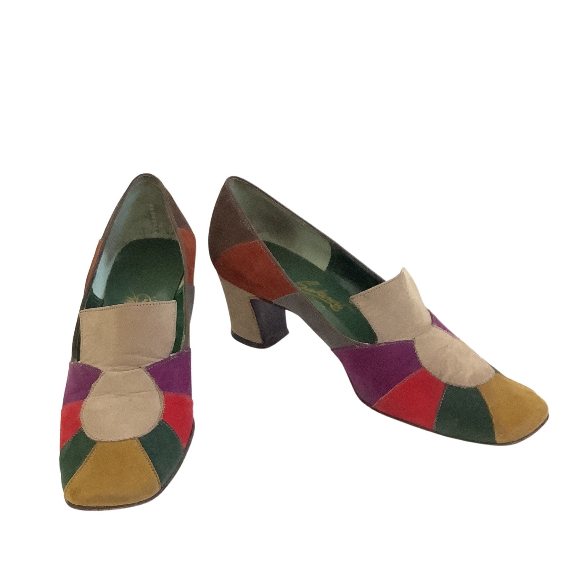 Vintage Color Block Heels 7 / Multi / Vintage 1960s