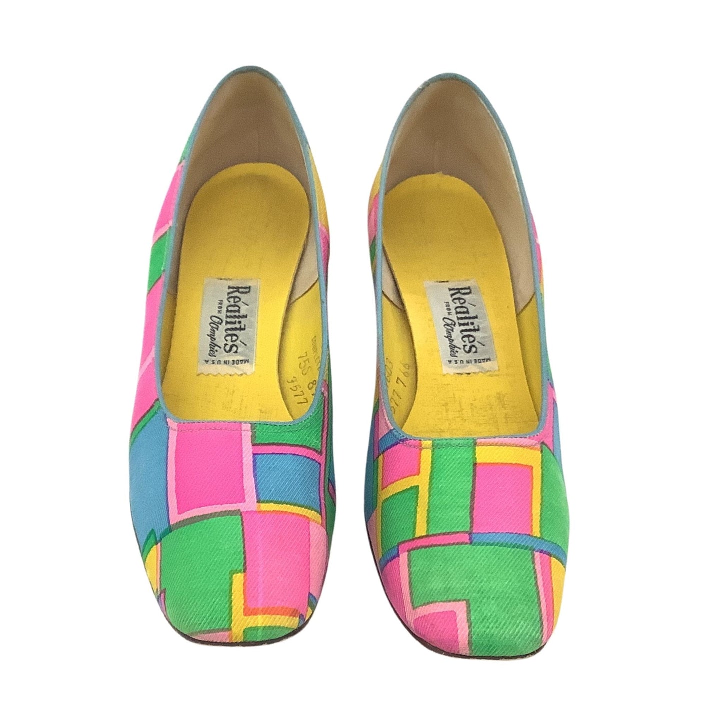 Vintage Color Block Heels 7.5 / Multi / Vintage 1960s