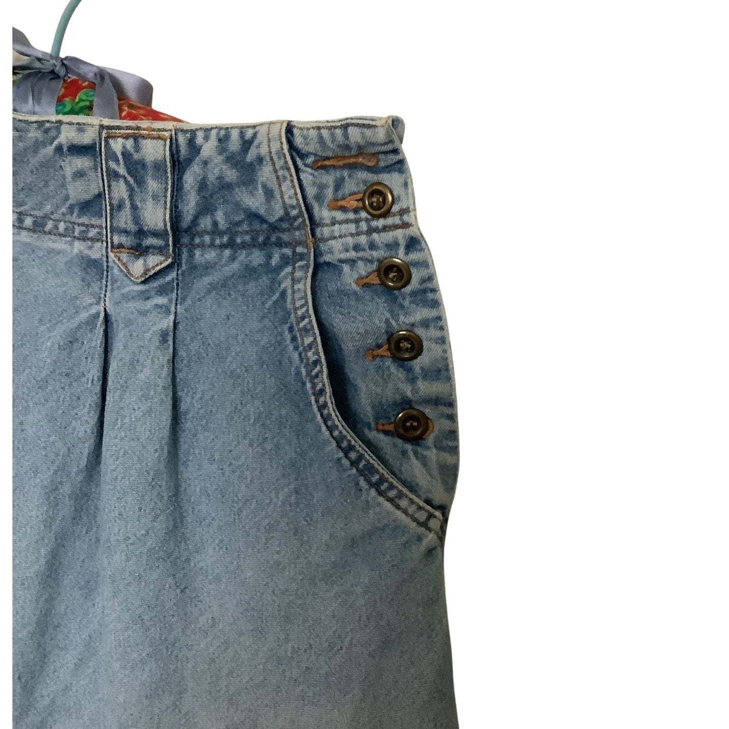 Vintage Eddie Bauer Denim Skirt Missing Button View