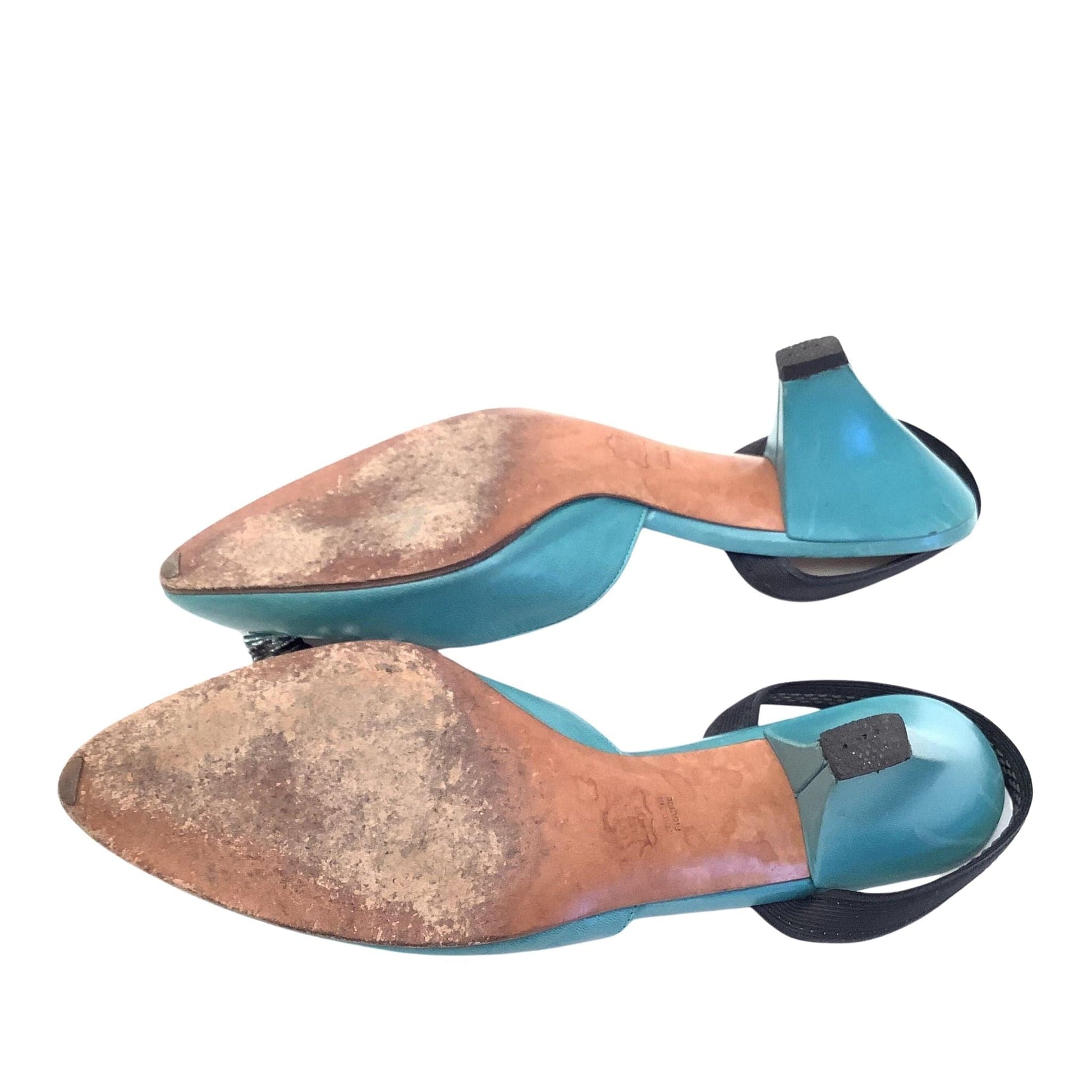 Vintage French Blue Heels 7.5 / Teal / Vintage 1980s