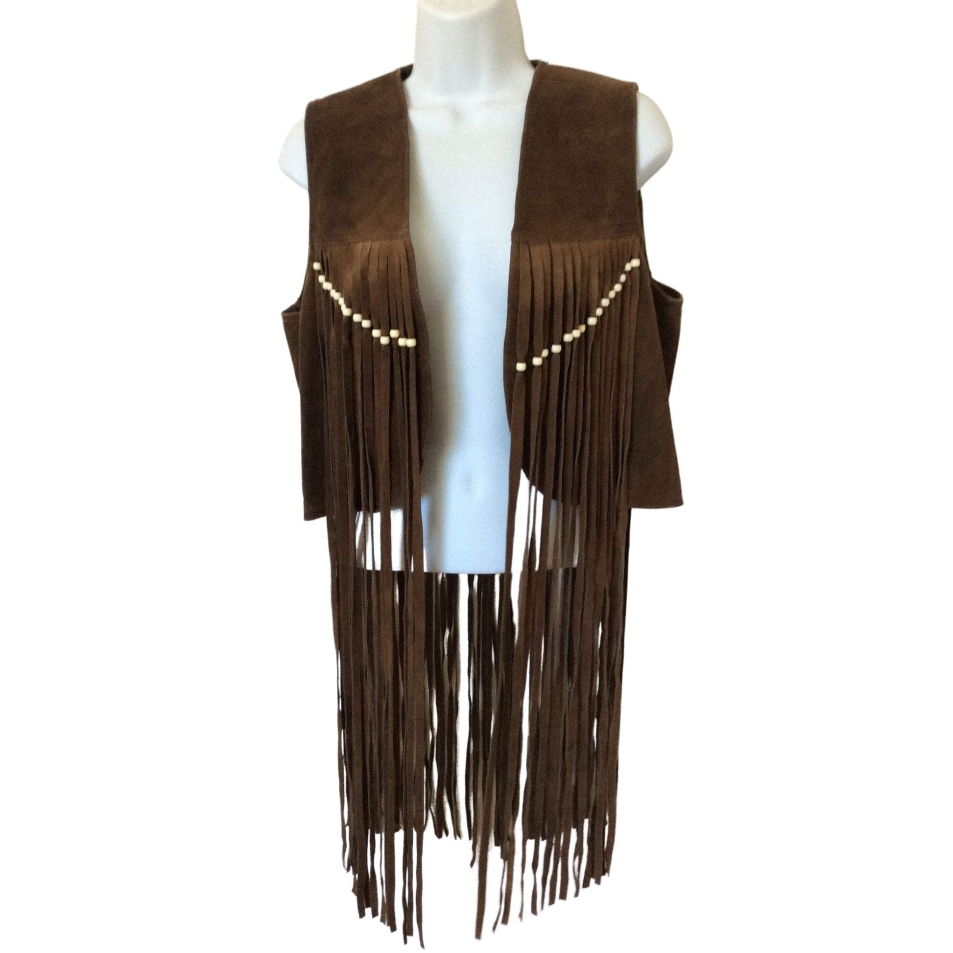 Vintage Fringed Leather Vest Medium / Brown / Vintage 1970s