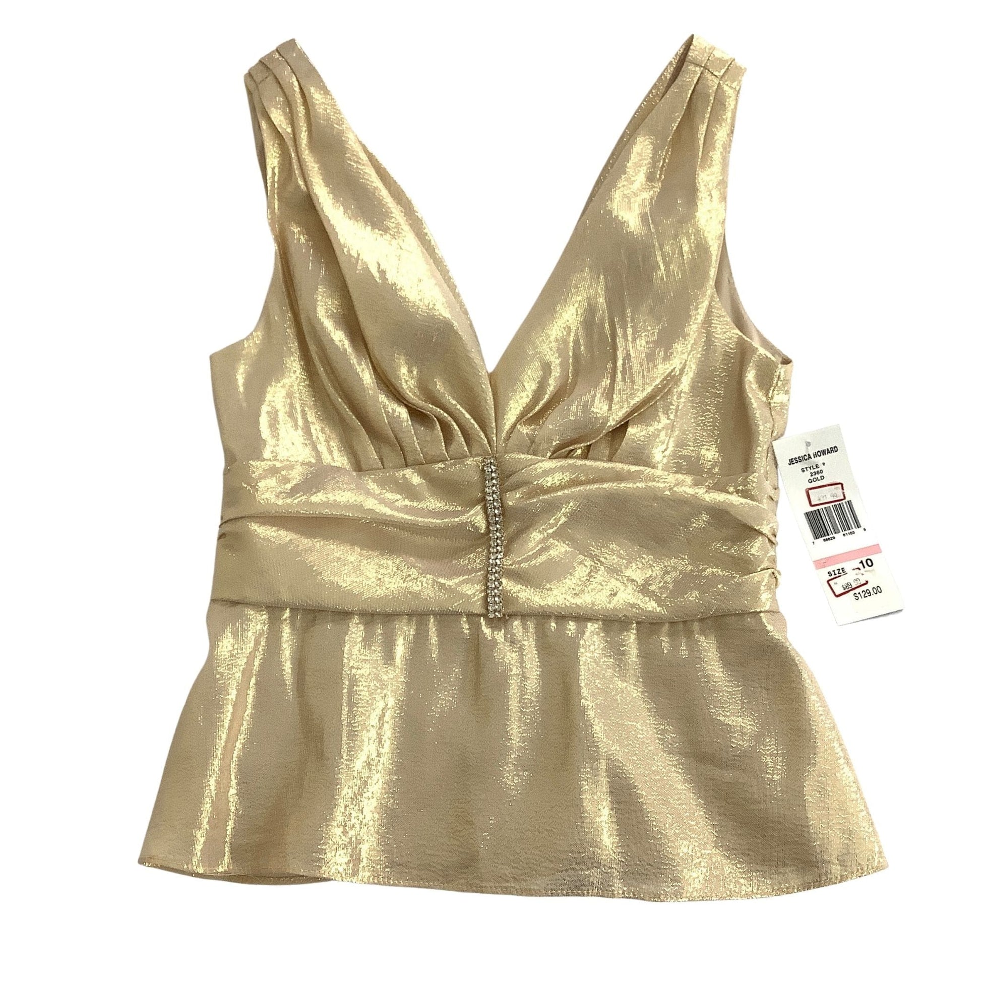 Vintage '90s Metallic Gold Top With Rhinestones US Size W-XS Vintage '90s Metallic Gold Top With Rhinestones US Size W-XS