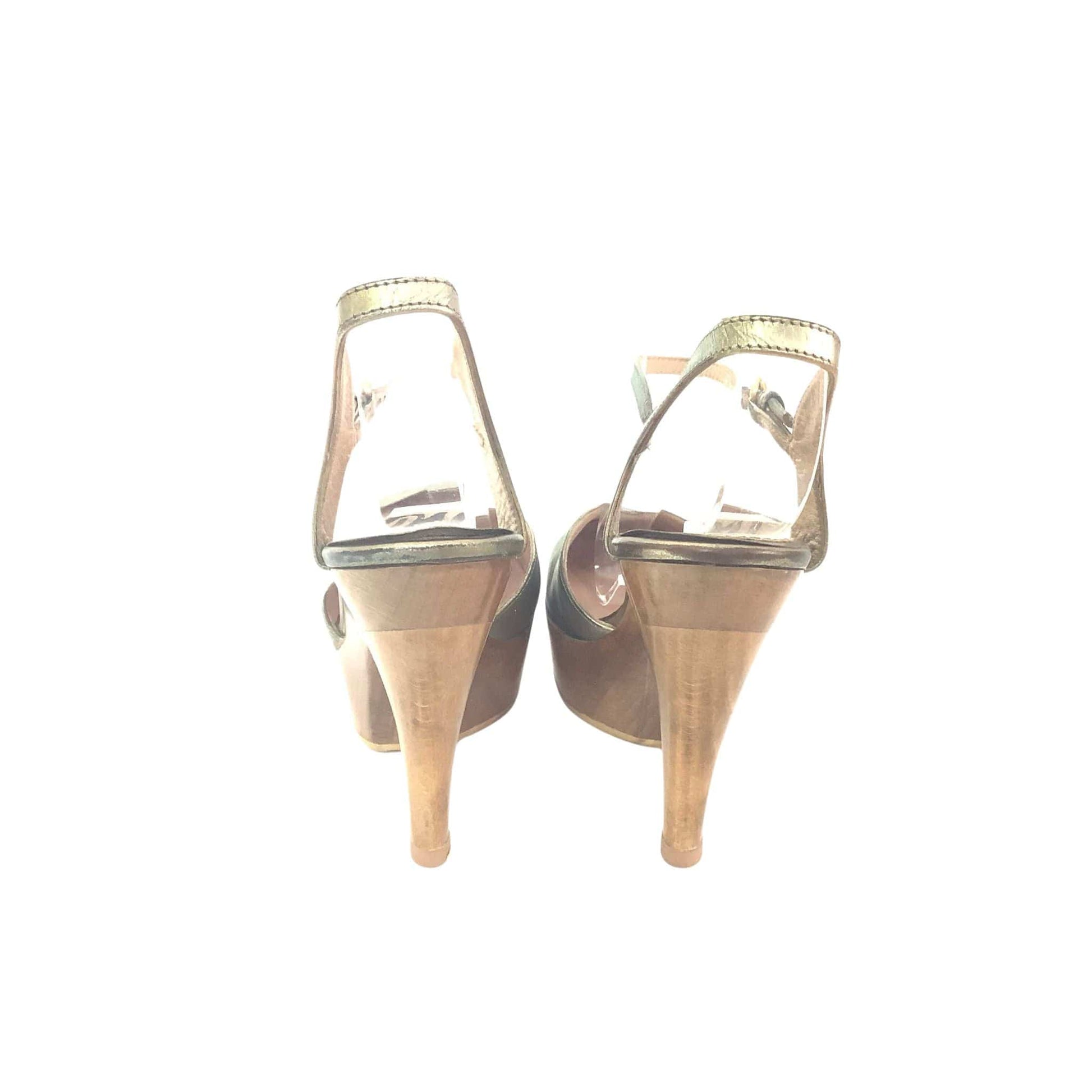 Beautiful Gucci Gold Leather Claudie Horsebit Peep Toe Platform Heels Size  EU 38 | eBay