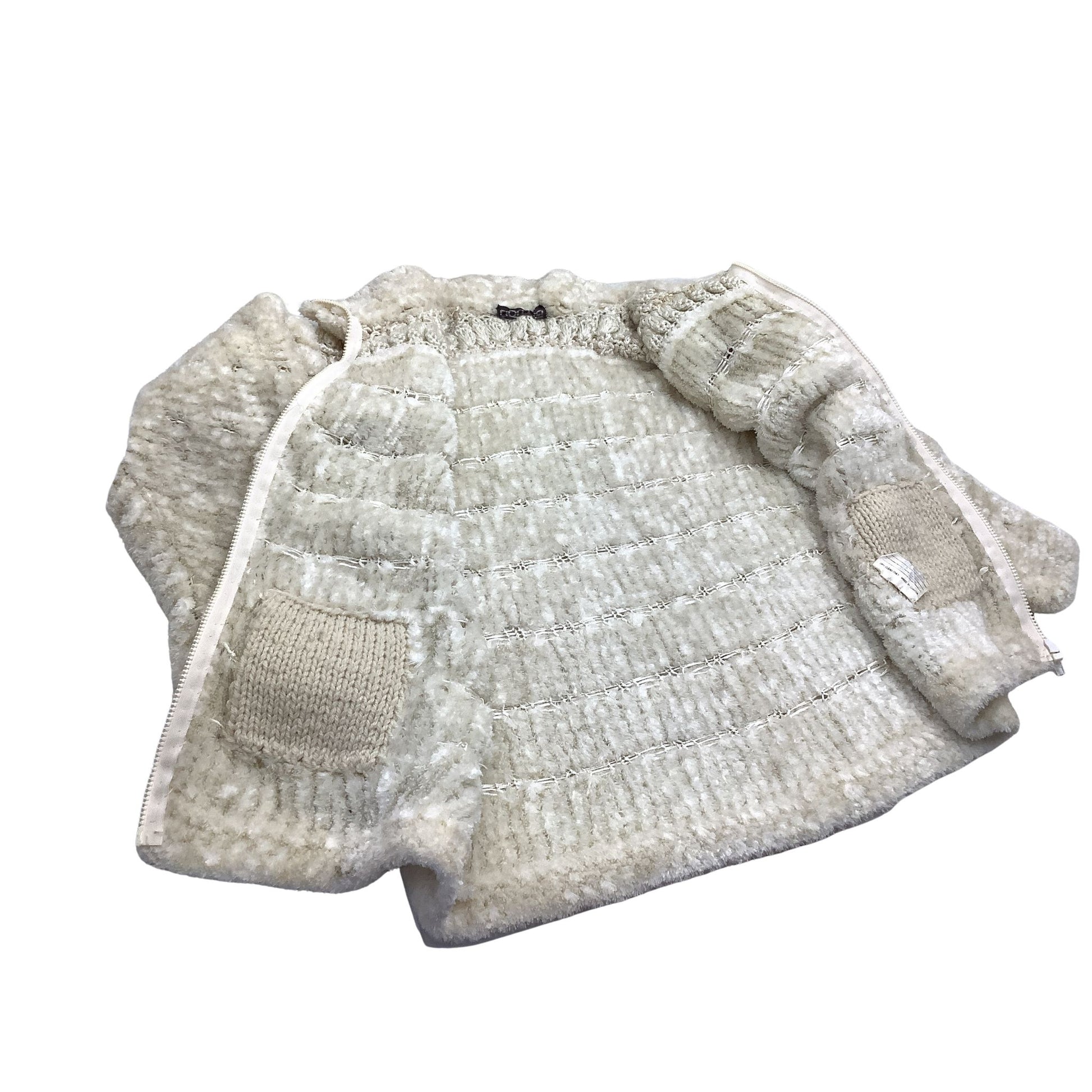 Vintage Hand-knit Fluffy Cardigan Beige Hue Norma Canada