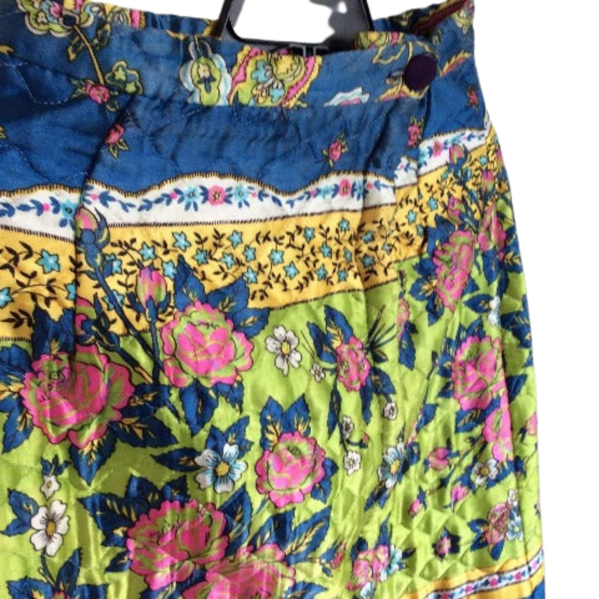 Vintage Long Quilted Skirt Medium / Multi / Vintage 1970s