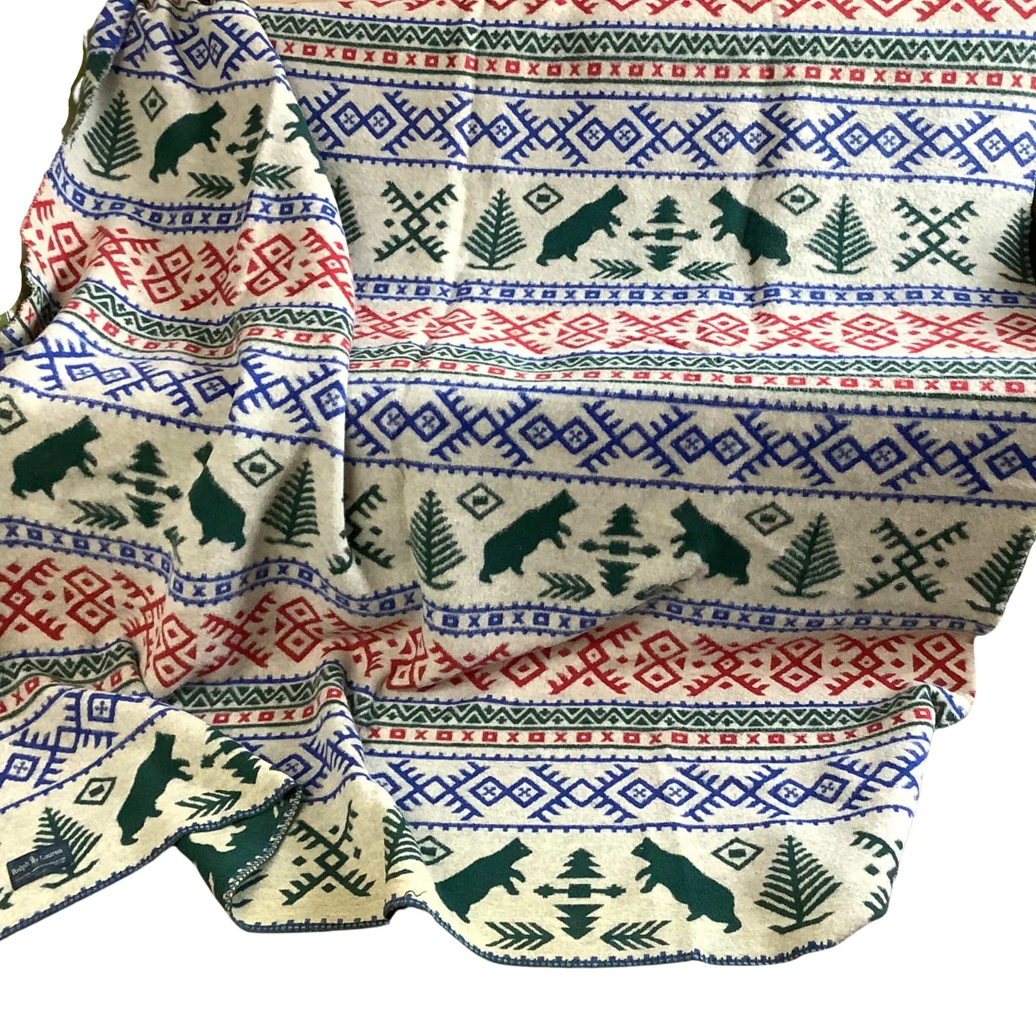 Ralph Lauren '80s Wool Blanket Western Multicolor Full Size Ralph Lauren '80s Wool Blanket Western Multicolor Full Size
