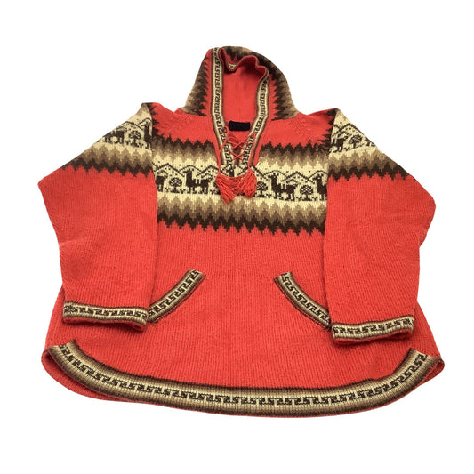 Vintage Alpaca Wool Knitted Red Hoodie